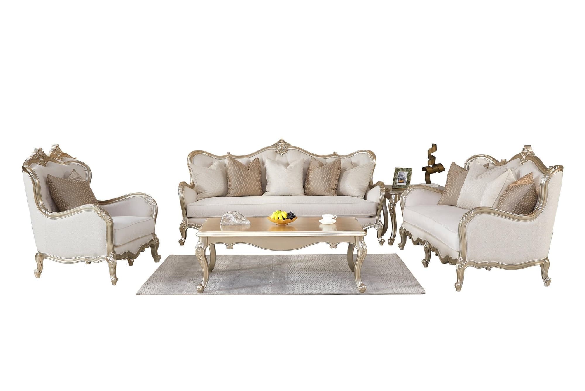 Anastasia Cream Fabric 3-Piece Living Room Set - Image 1
