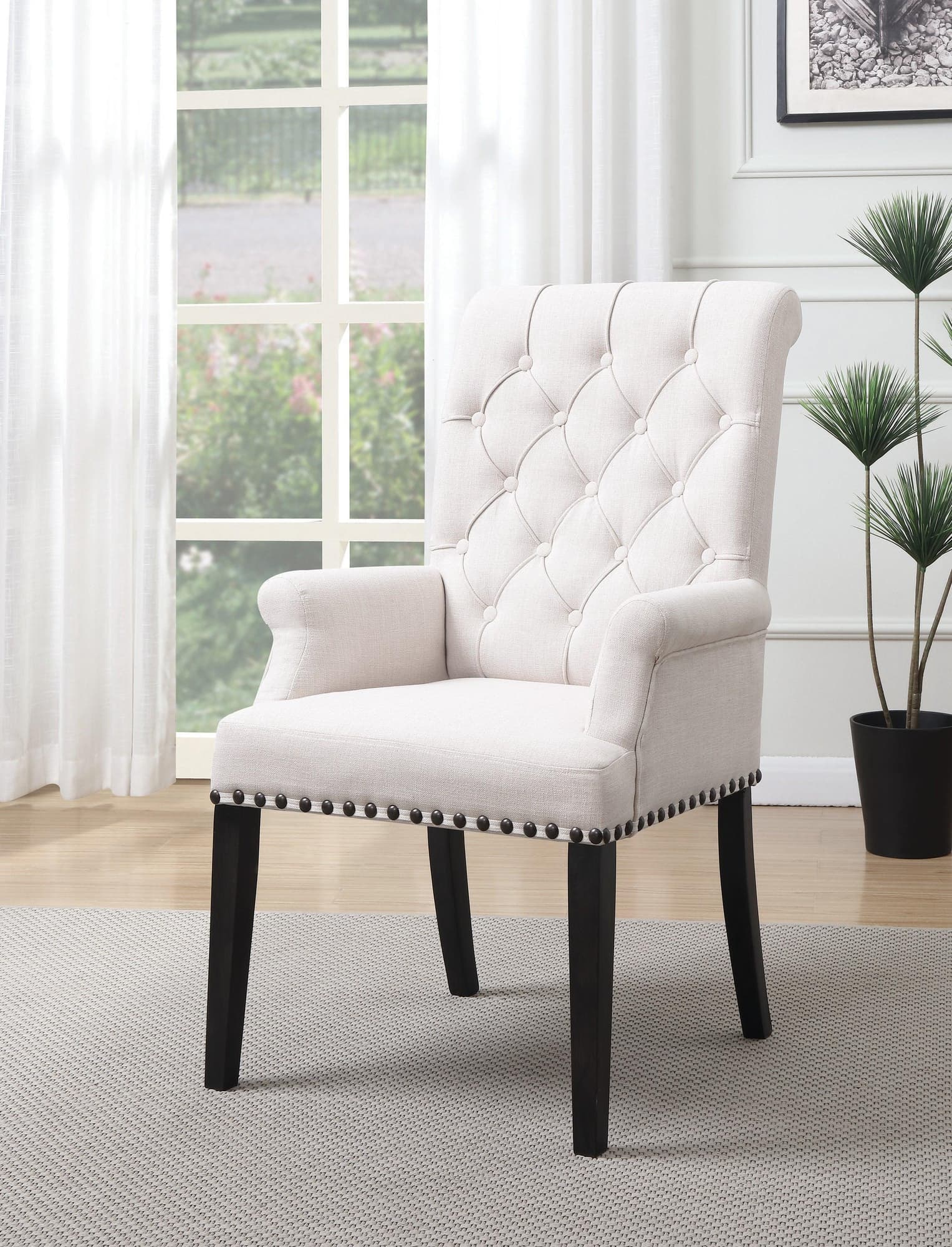 Alana Upholstered Side Chairs Beige Smokey Black (Set of 2)