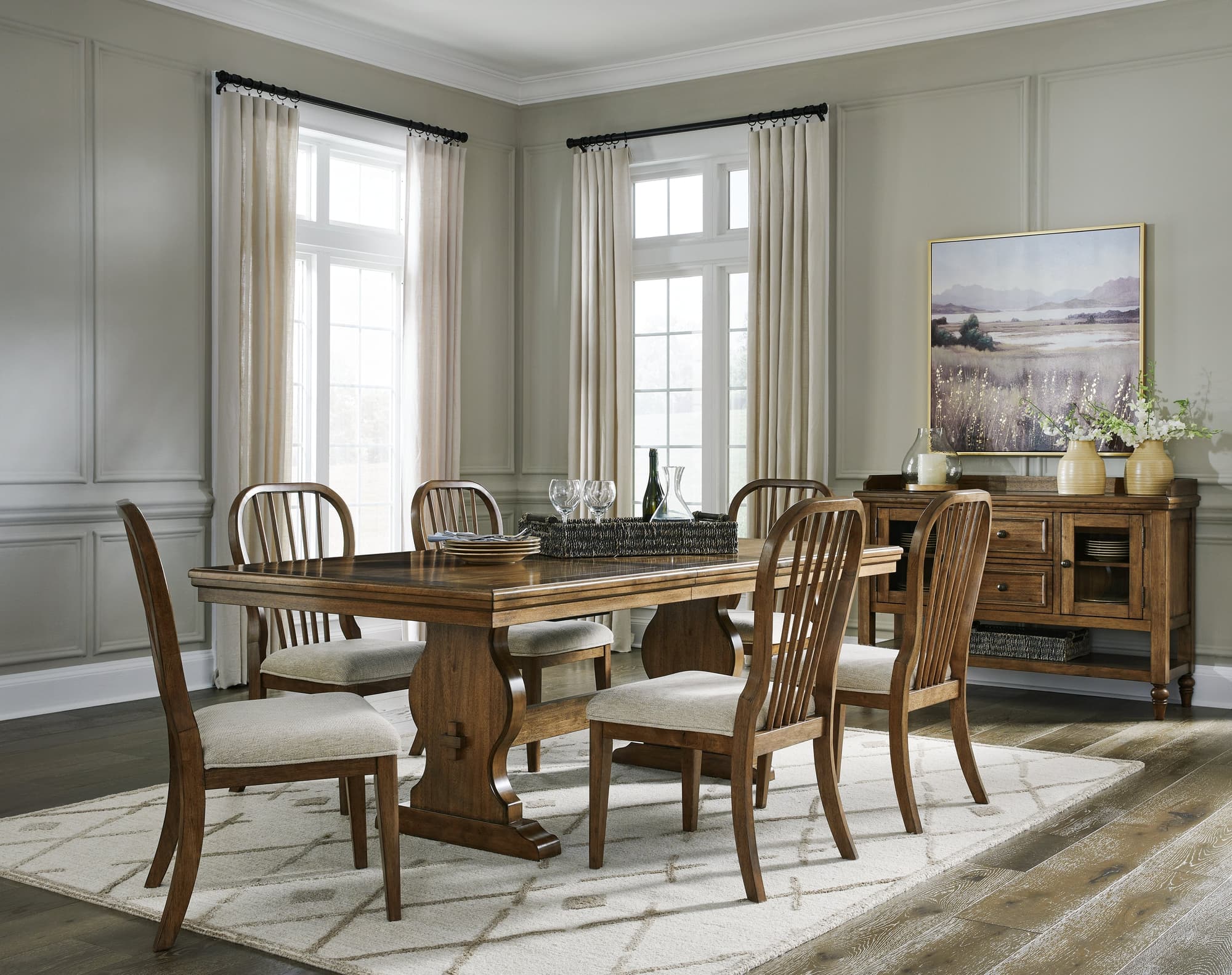 Sturlayne Brown Dining Table and 6 Chairs - Image 1