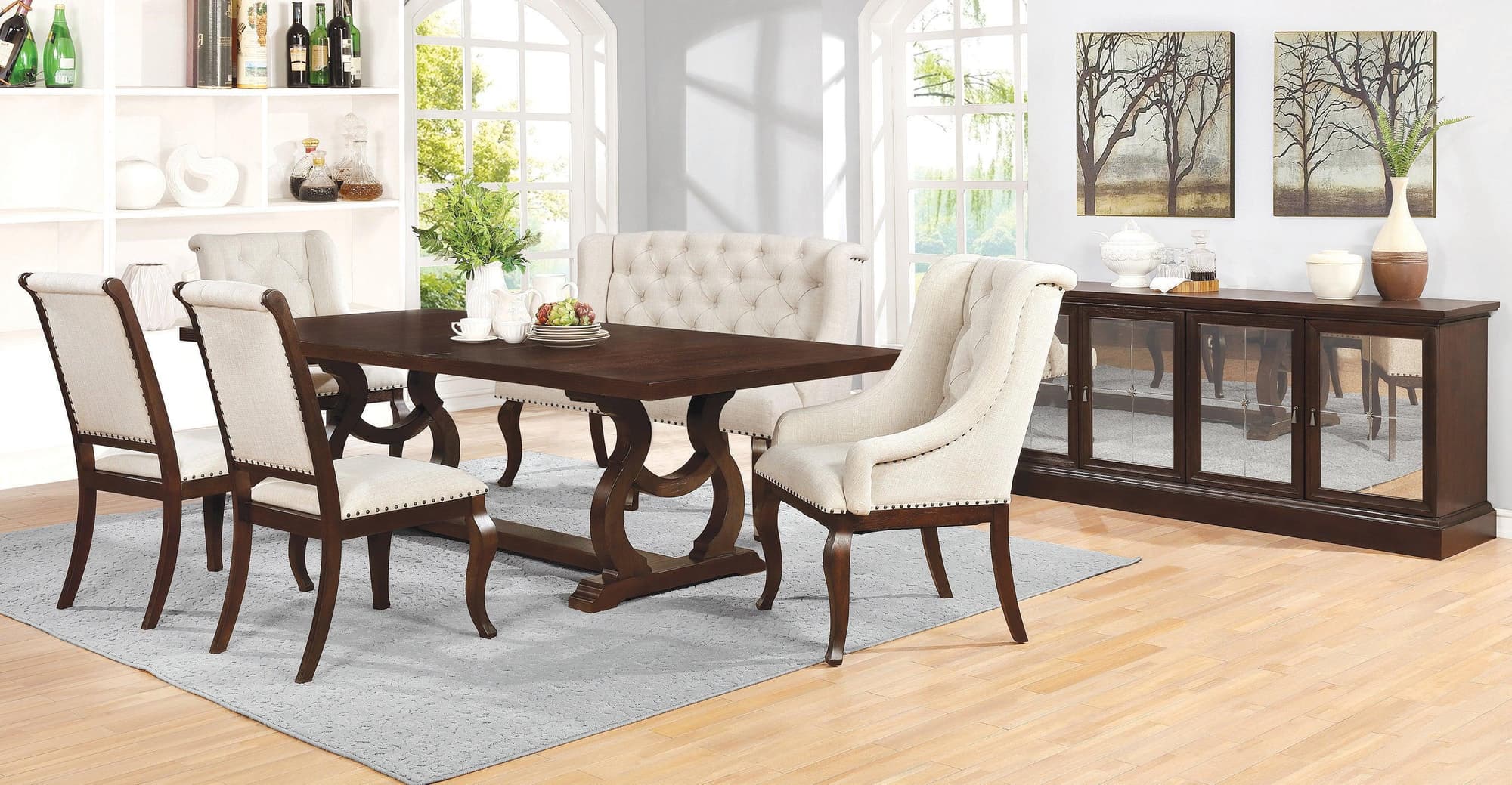 Brockway Cove Tufted Arm Chairs Cream Barley Brown (Set of 2) - Image 1