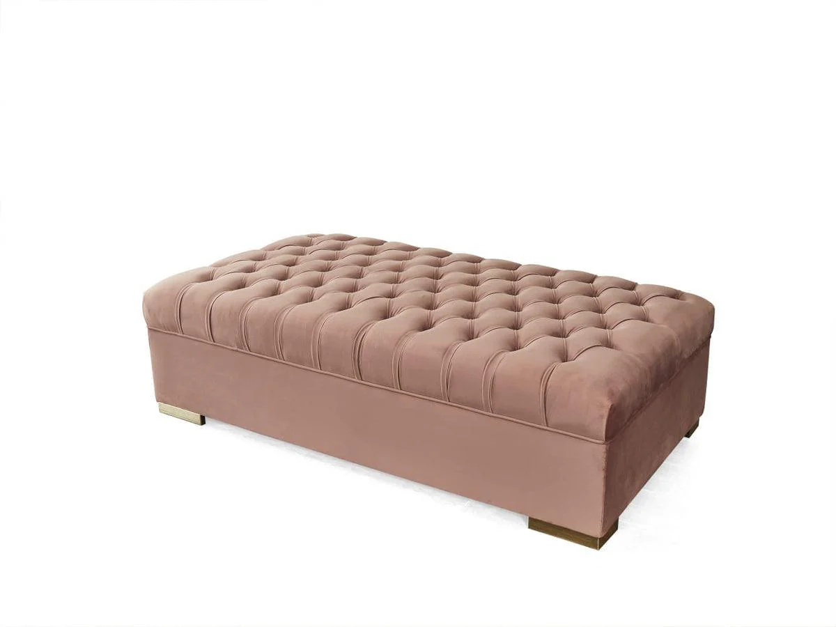 Emma Pink Velvet Rectangle Ottoman - Image 1