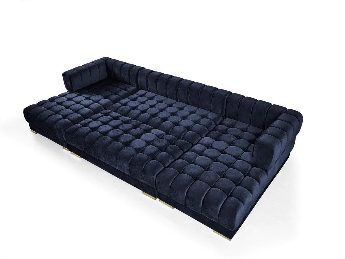 Mia Navy Velvet Rectangle Ottoman - Image 3