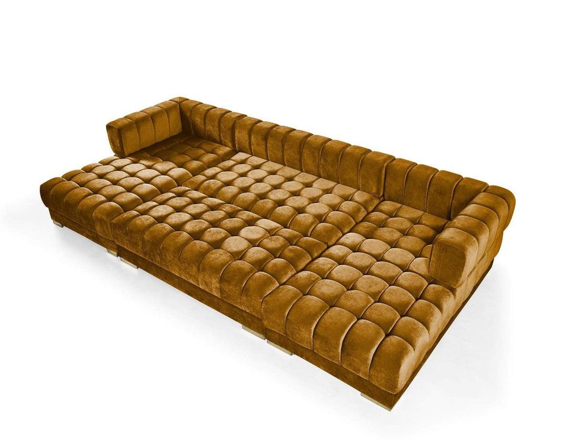 Mia Mustard Velvet Rectangle Ottoman - Image 3