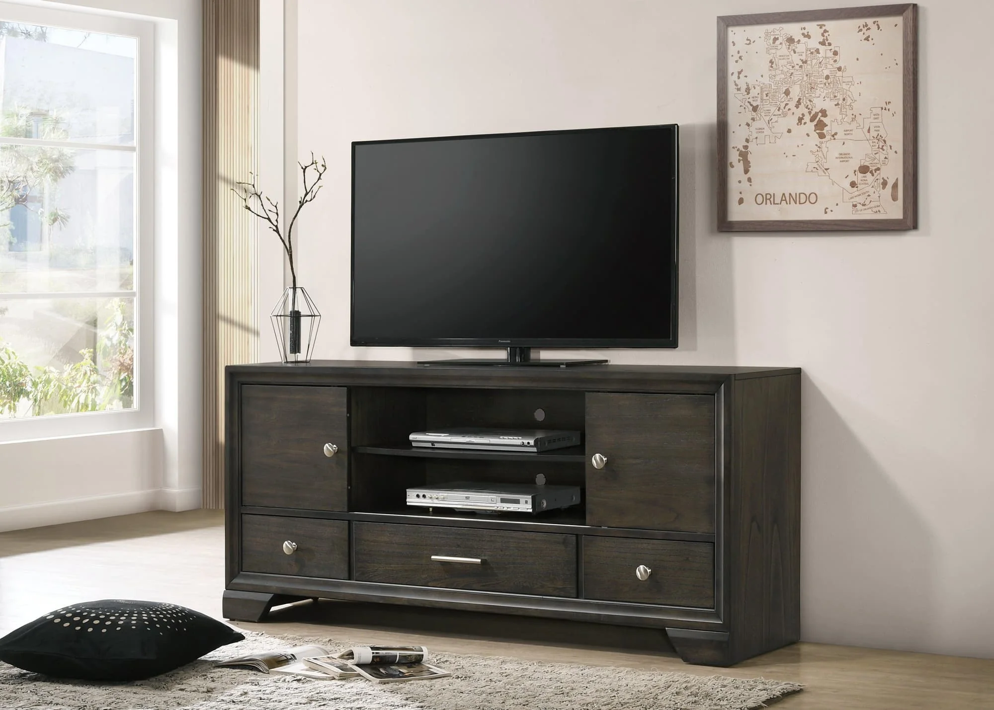 Jaymes Dark Brown TV Stand - Image 1