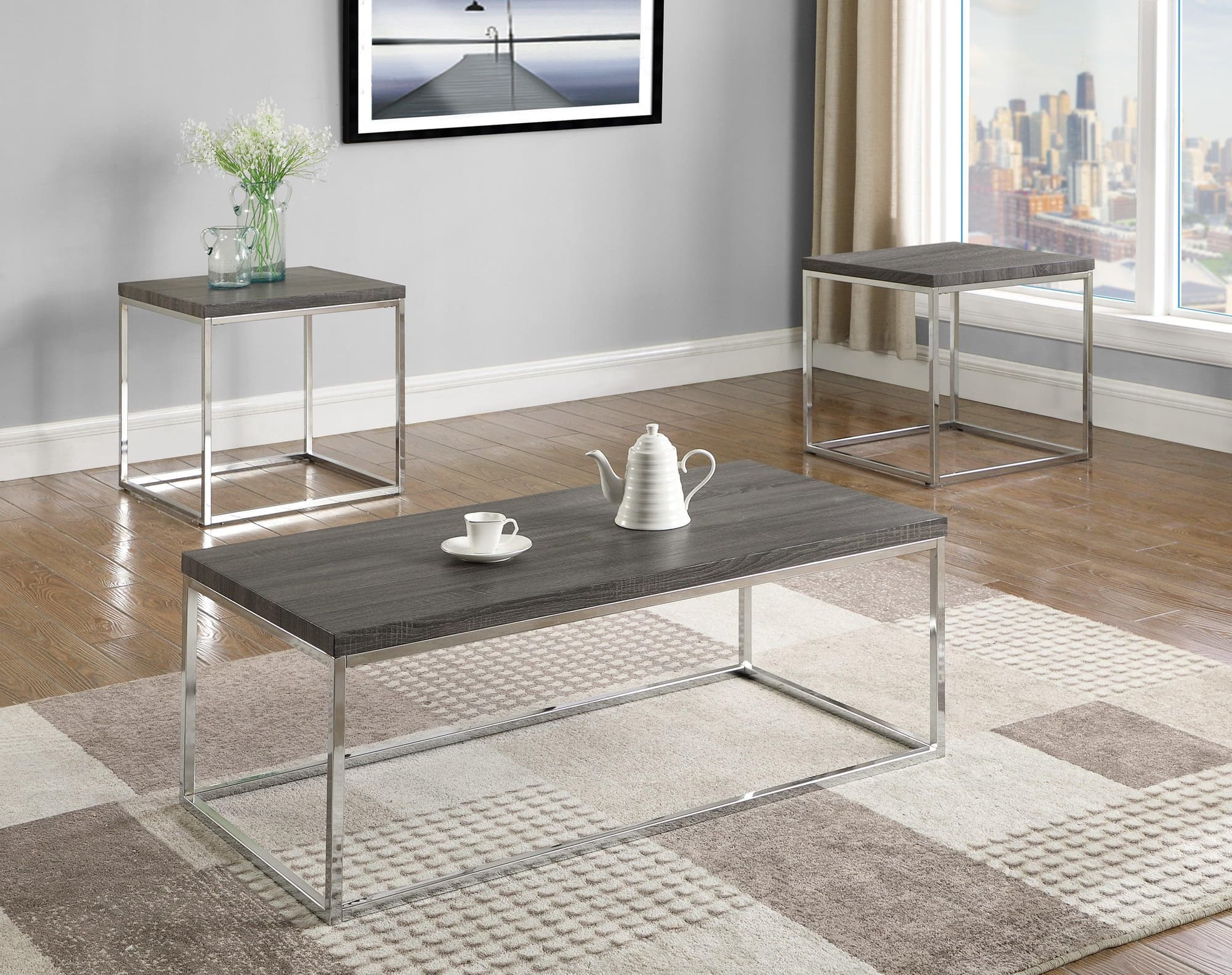 Britt Gray 3-Piece Occasional Coffee Table Set