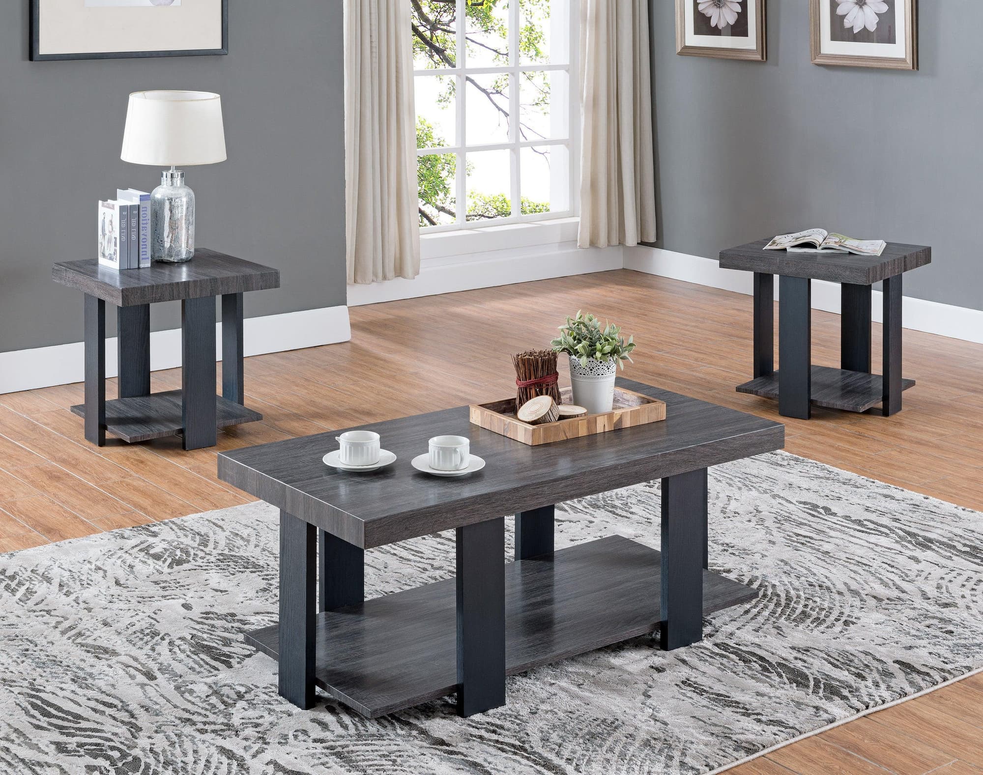 Randy Dark Gray Aesthetic 3-Piece Occasional Coffee Table Set - Image 1