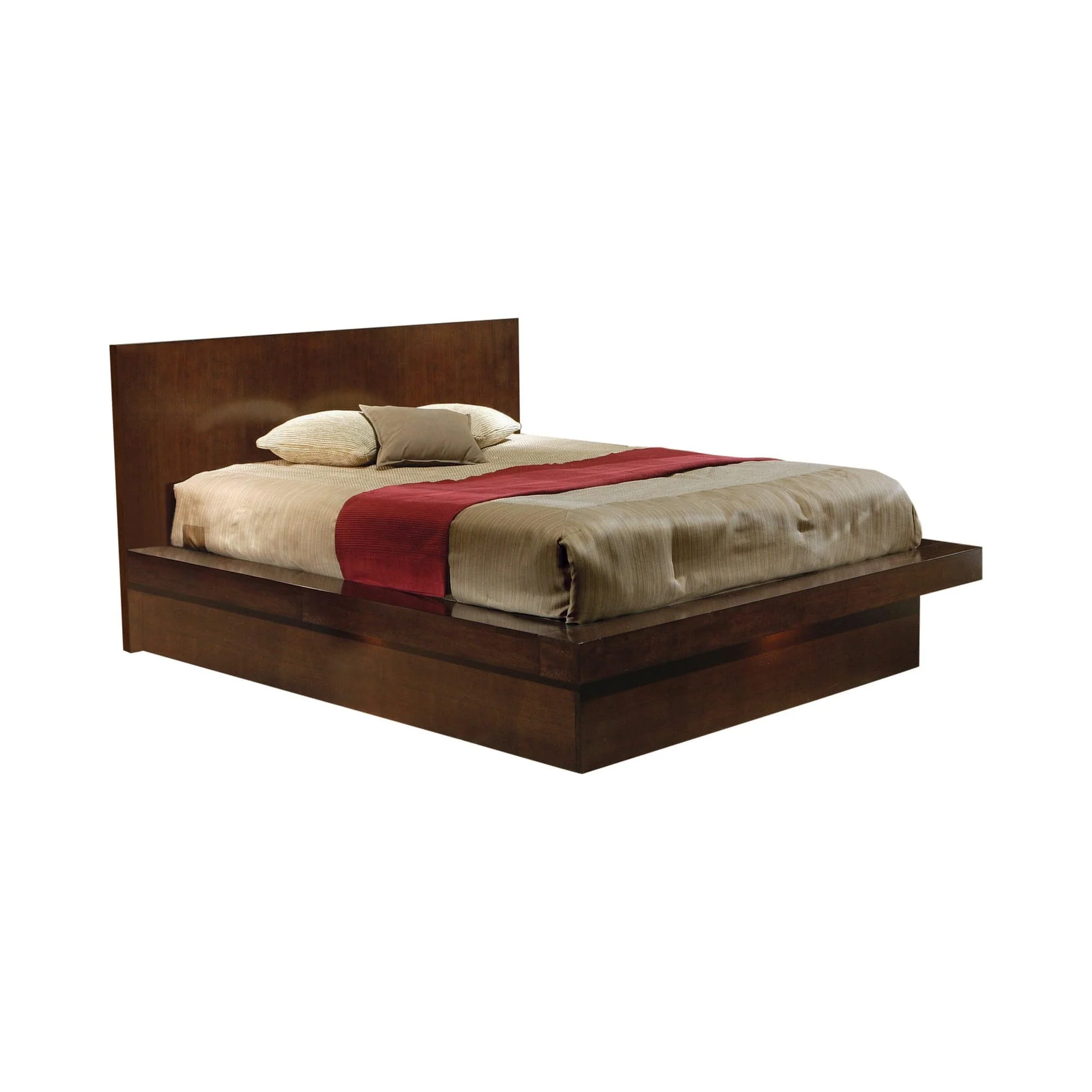 Jessica Queen Platform Bed With Rail Seating Cappuccino - Image 1