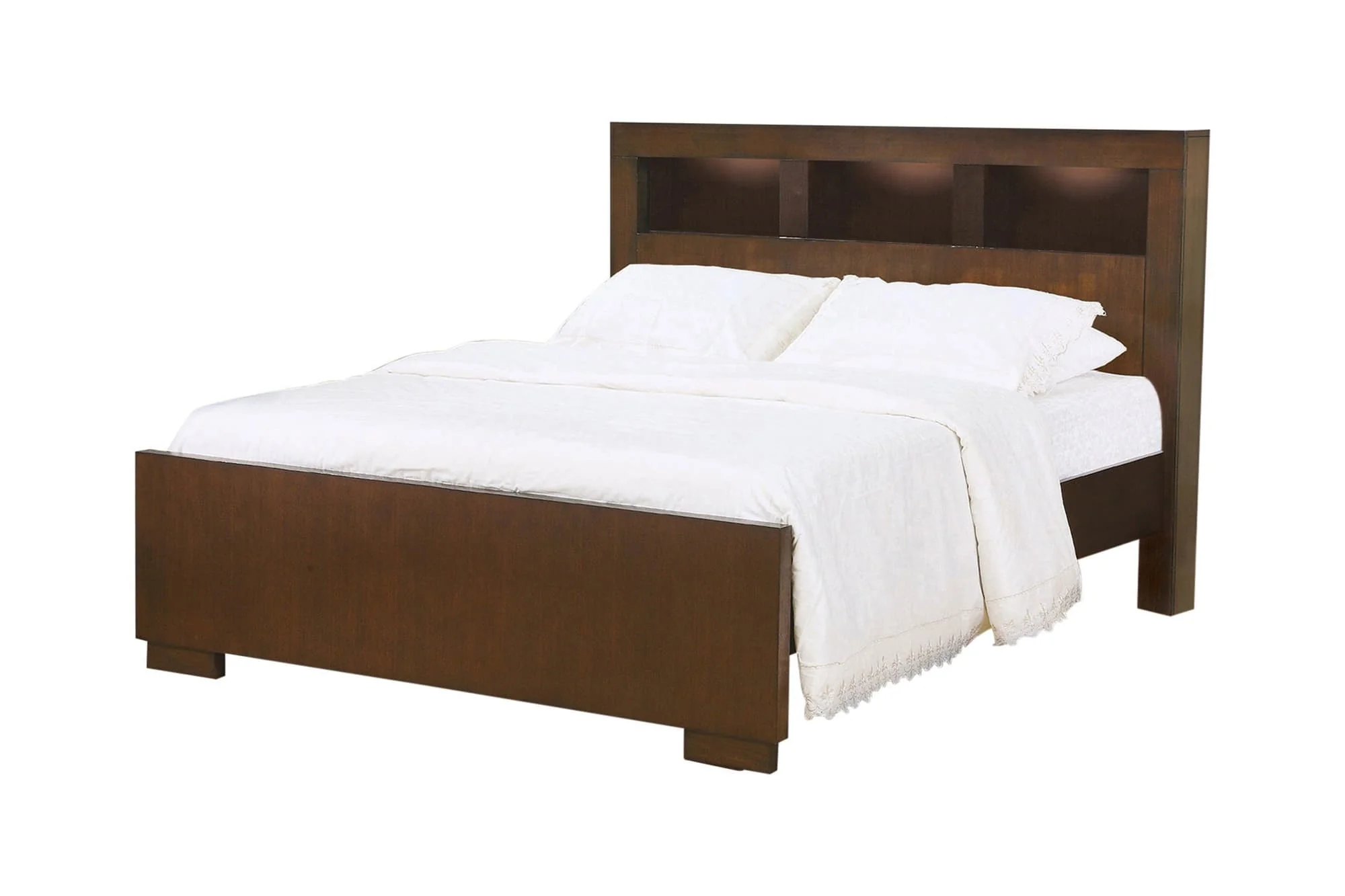 Jessica Queen Bed With Storage Headboard Cappuccino - Image 1