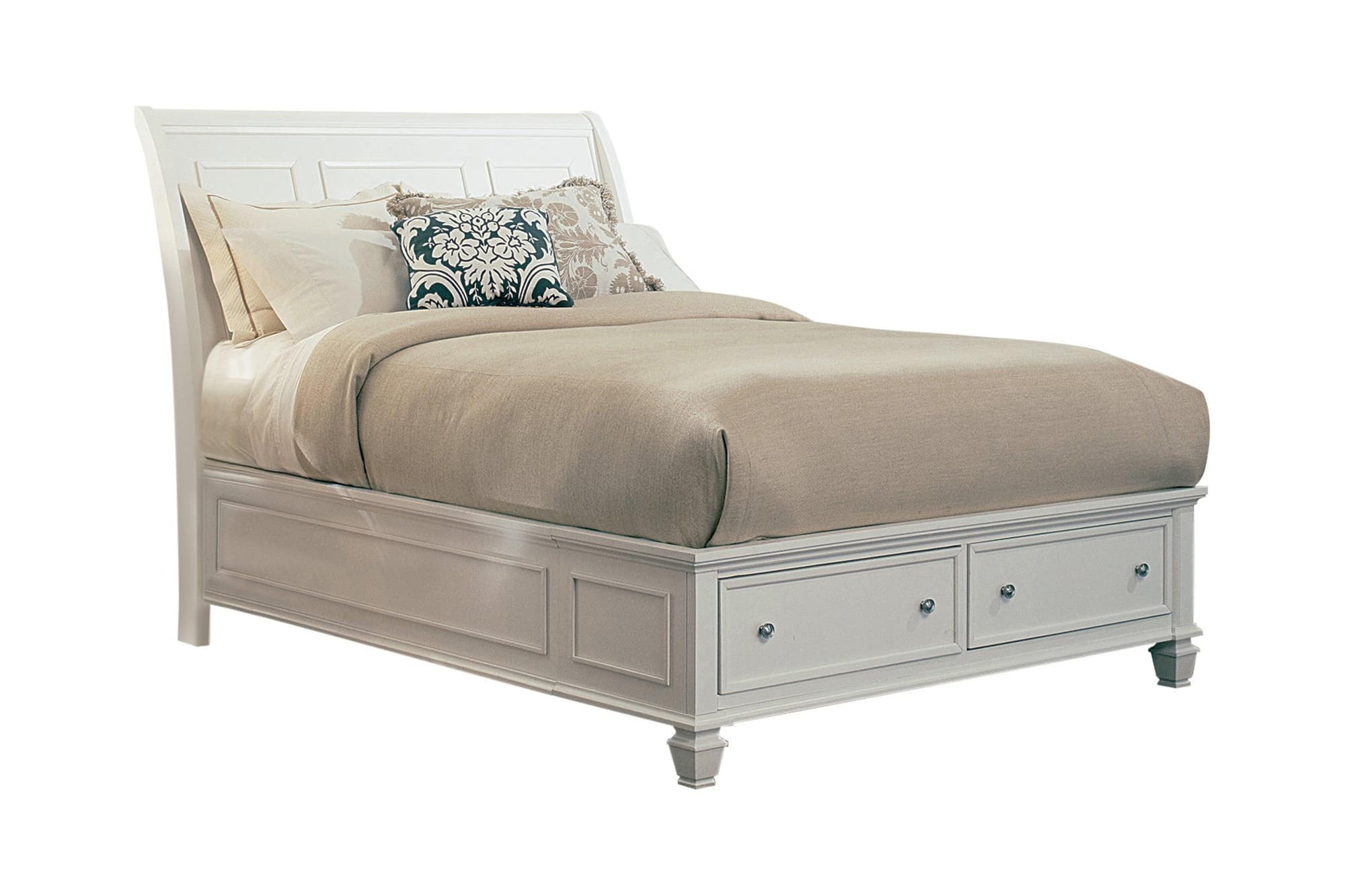 Sandy Beach King Storage Sleigh Bed White - Image 1