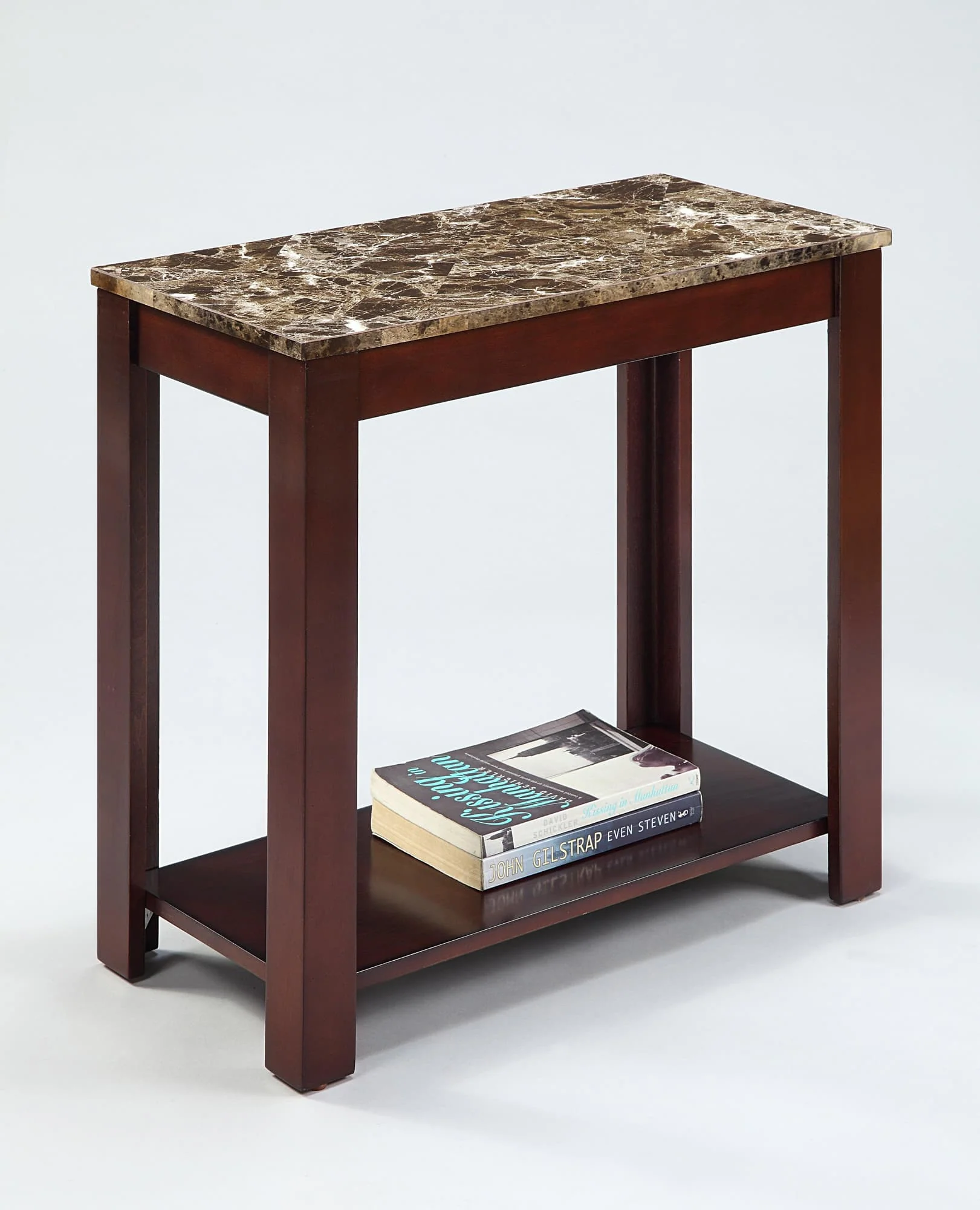 Devon Brown Marble Top Rectangular Side Table