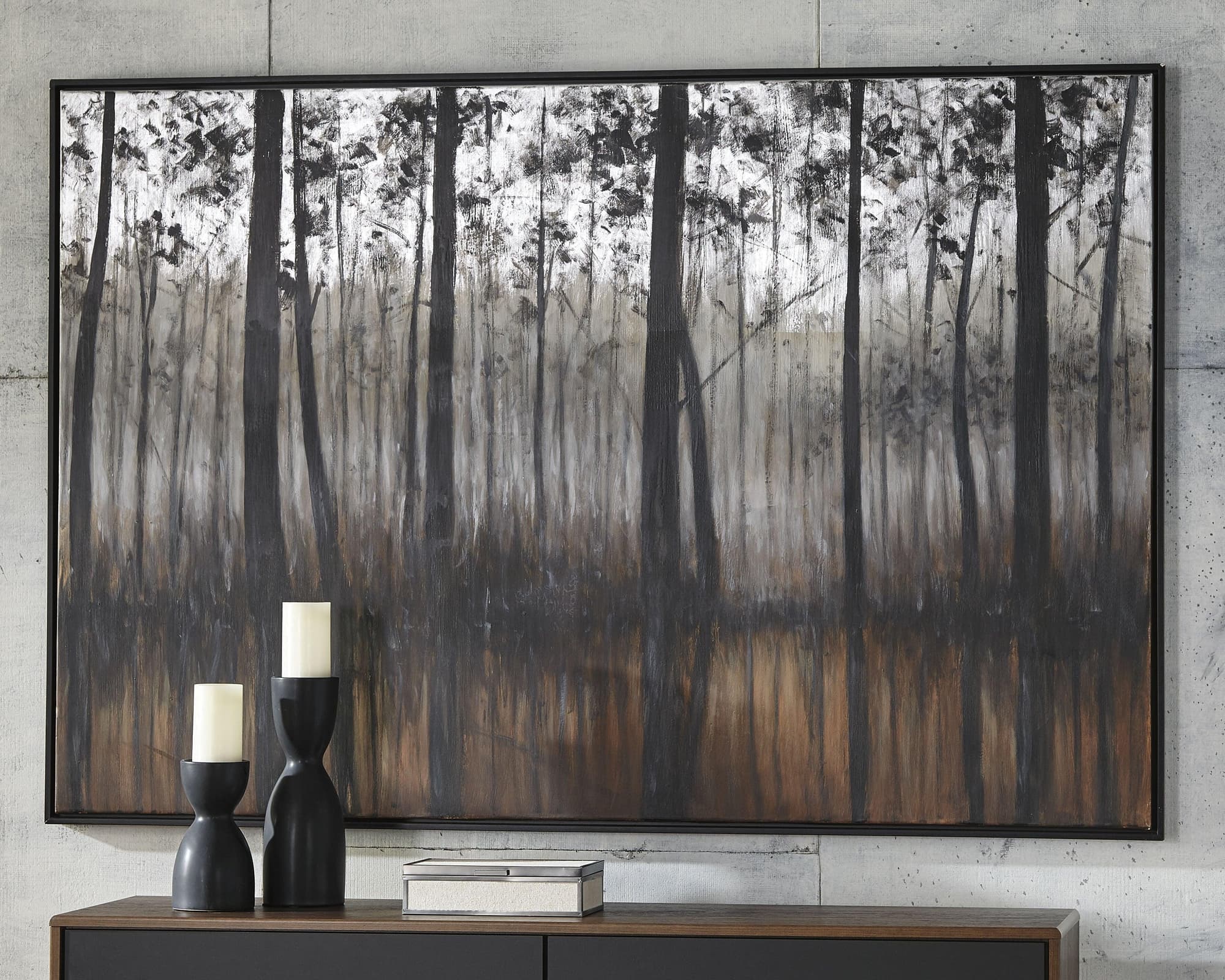 Philyra Black Orange Silver Wall Art