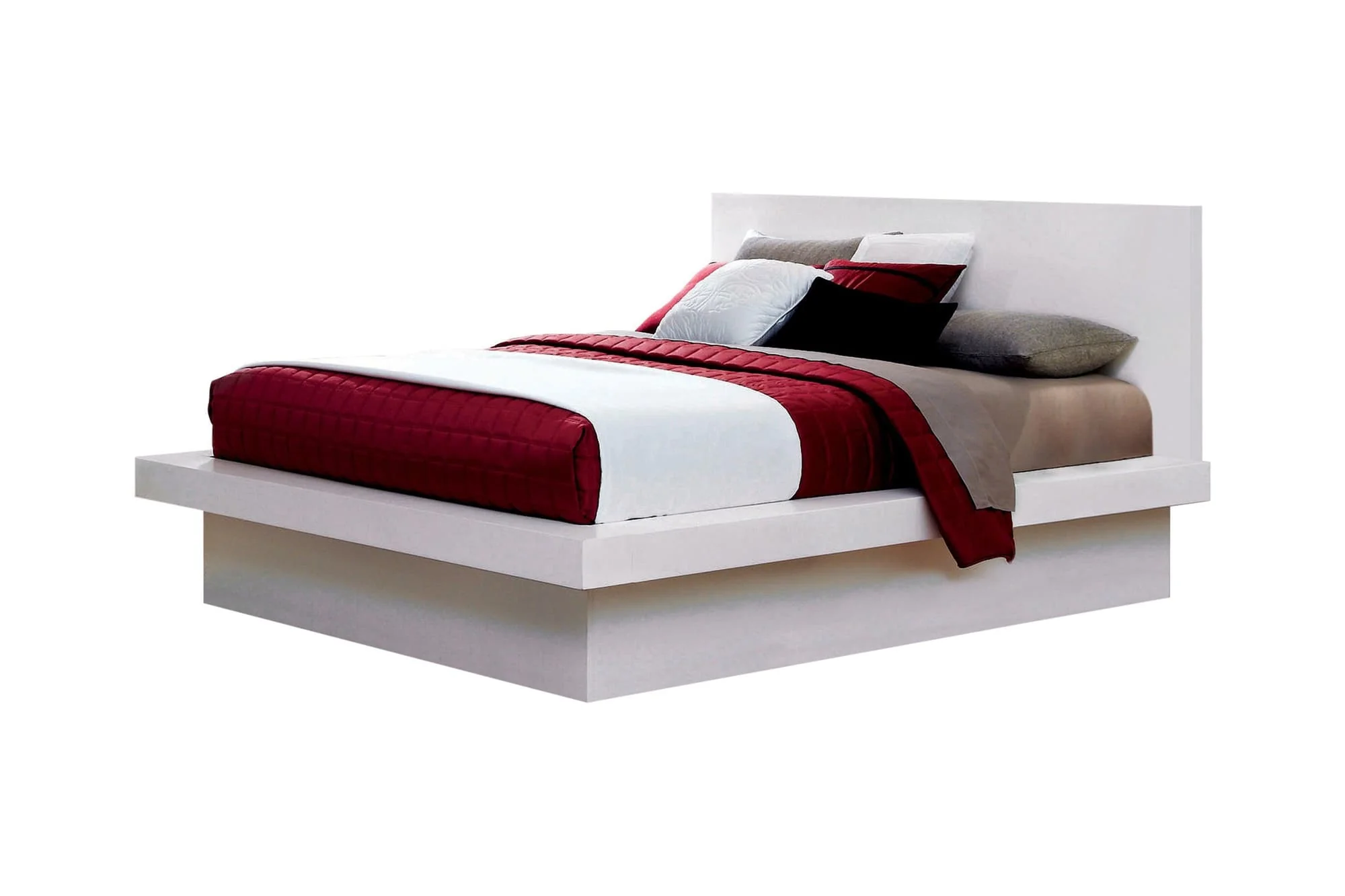 Jessica King Platform Bed With Rail Seating White - Image 1