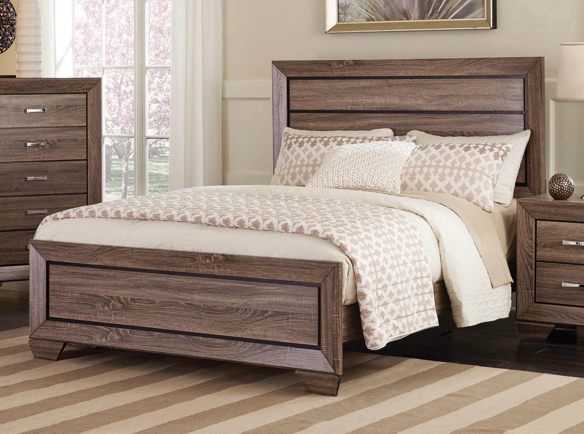 Kauffman King Panel Bed Washed Taupe - Image 1