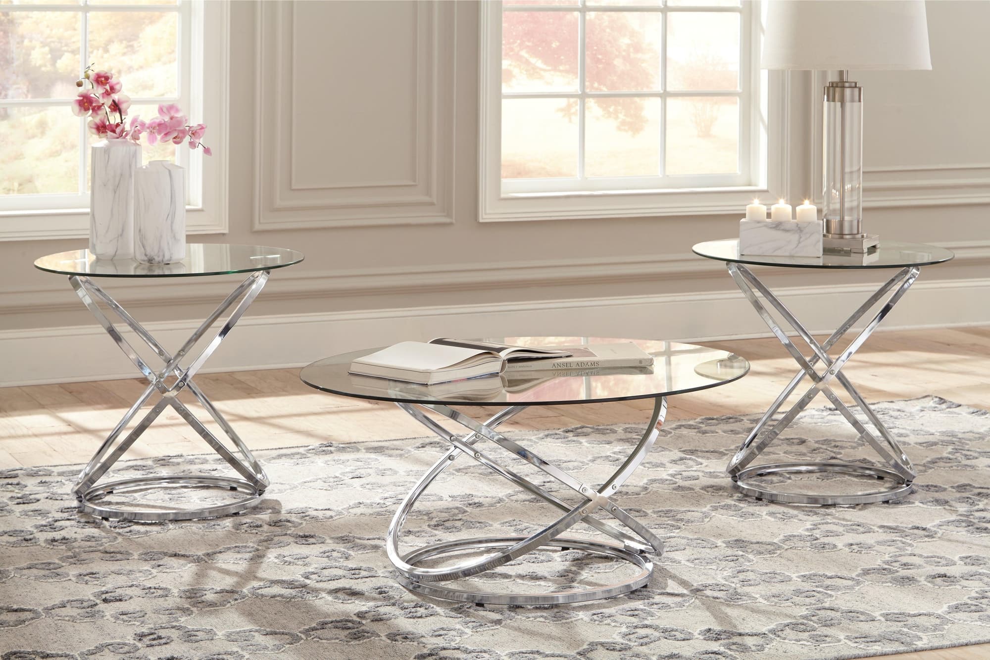 Hollynyx Chrome Finish Table (Set of 3)