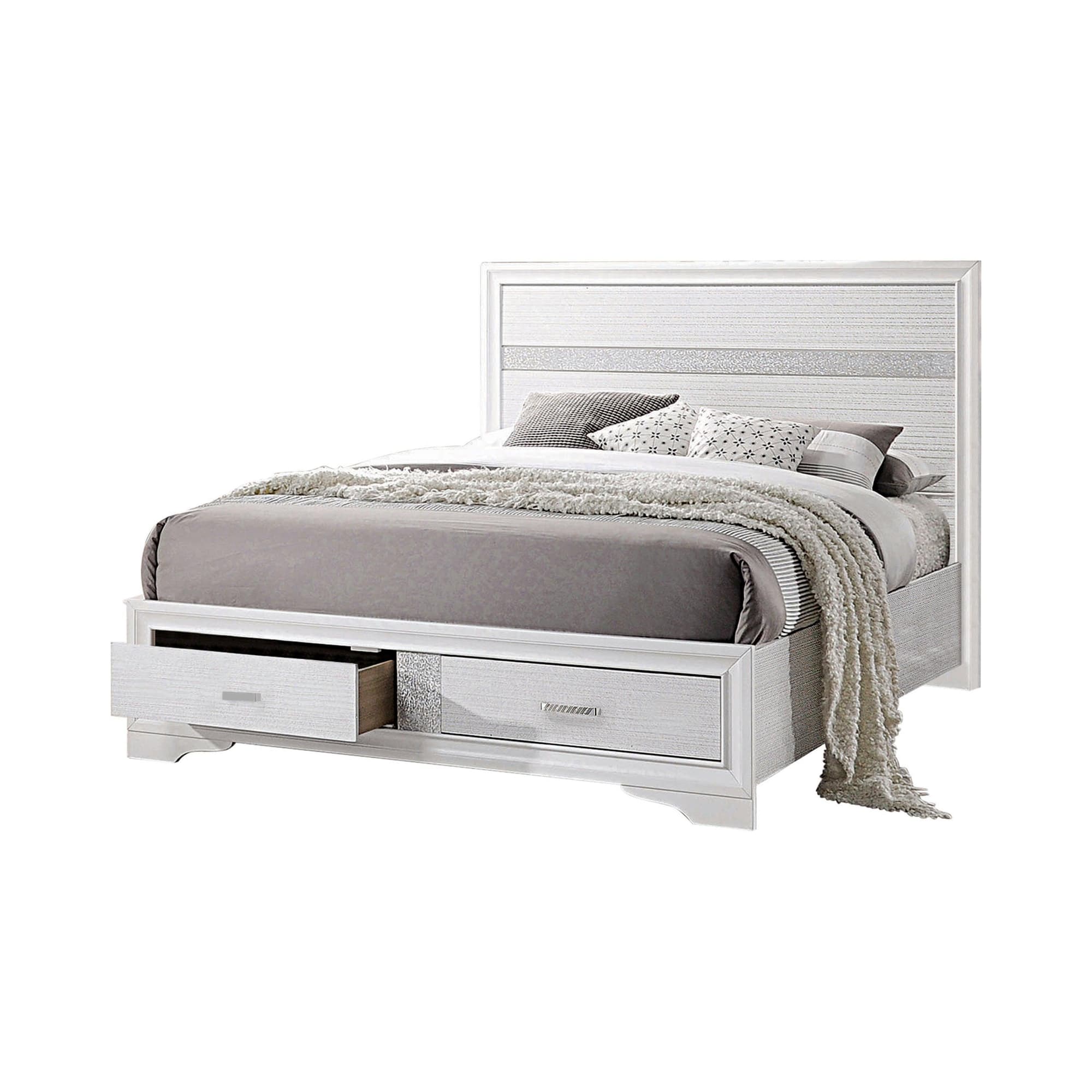 Miranda White 2 Drawer Storage Platform King Bed - Image 1