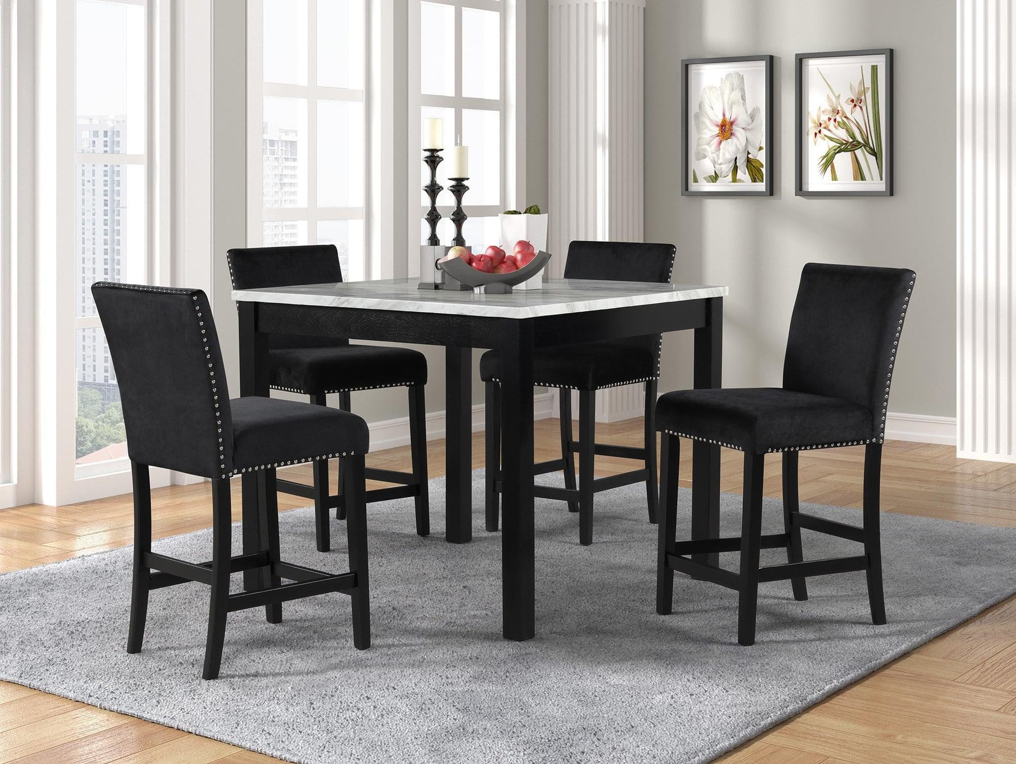 Dior Black Velvet Dining Room Set - Image 1