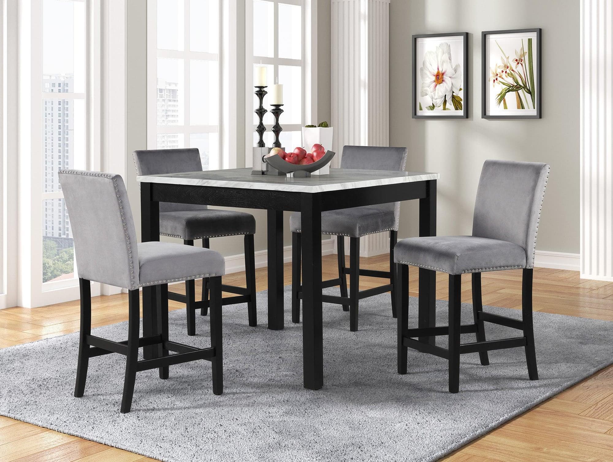 Dior Gray Velvet Dining Room Set - Image 1