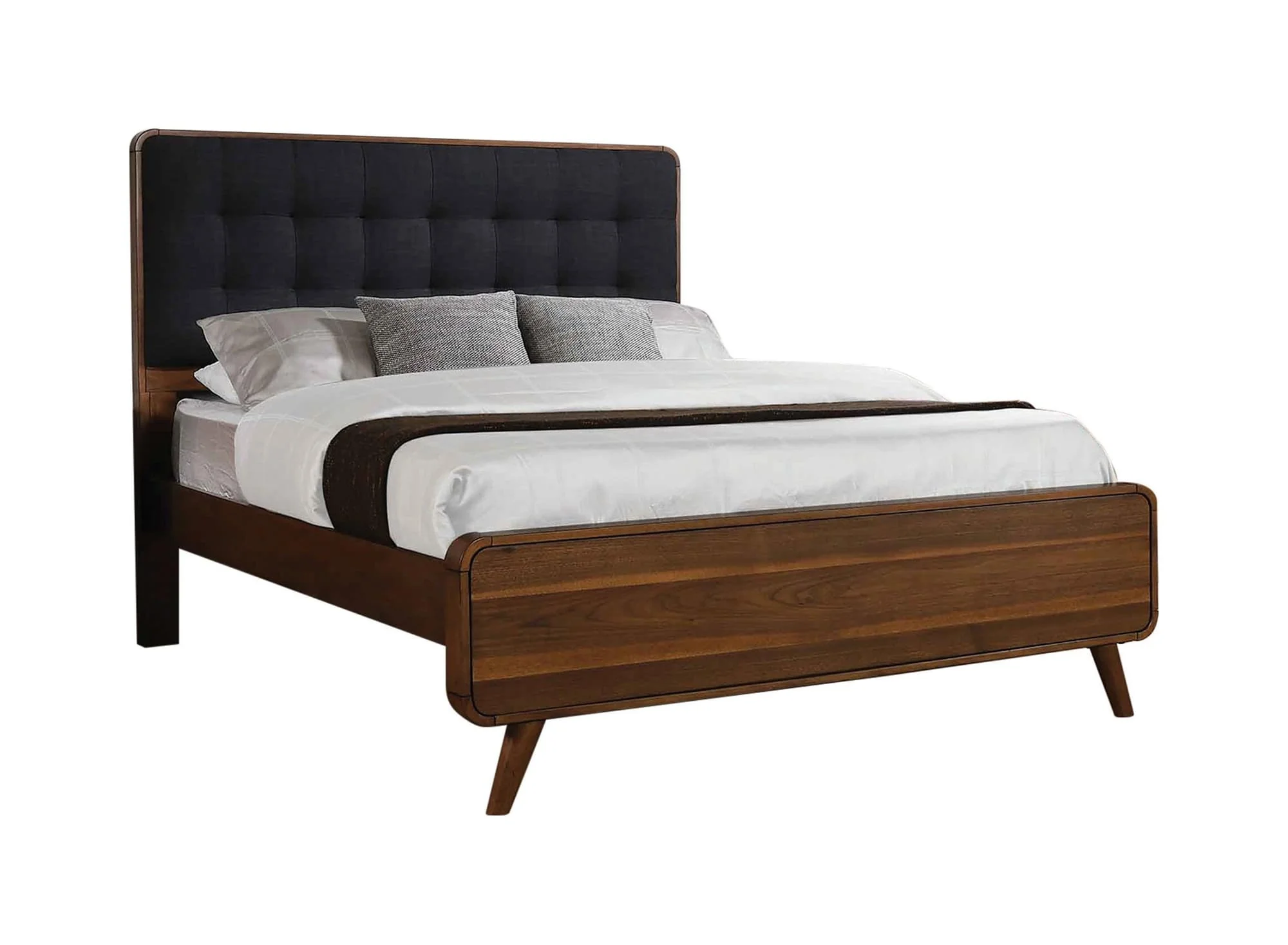 Robyn Queen Bed With Upholstered Headboard Dark Walnut - Image 1