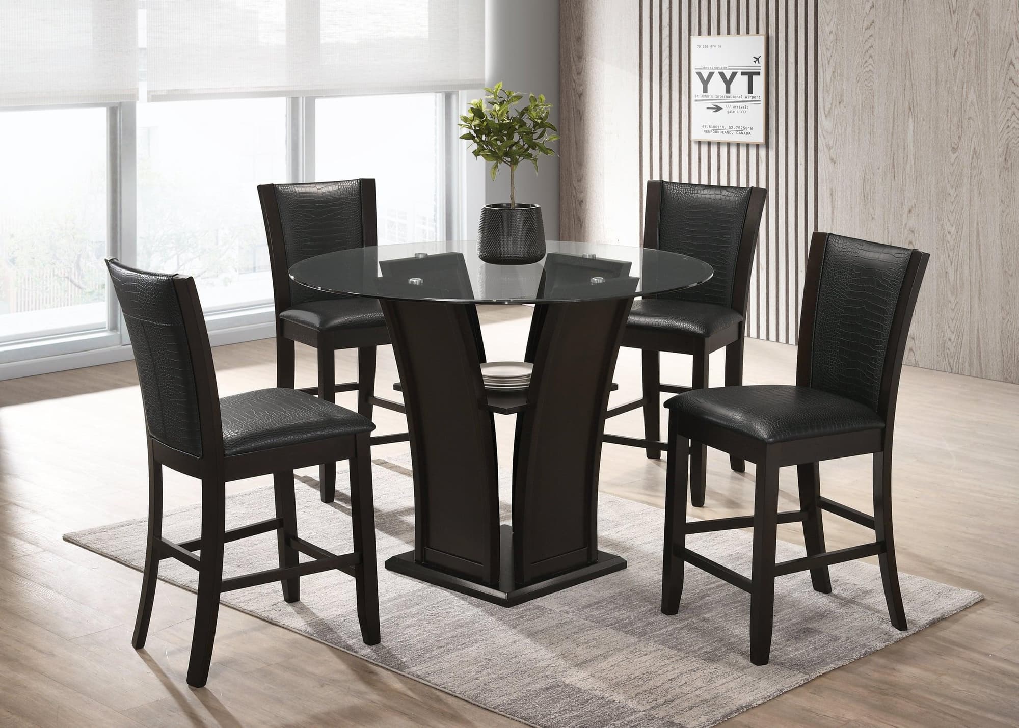 Orlo Dark Espresso Round Glass Dining Room Set - Image 1