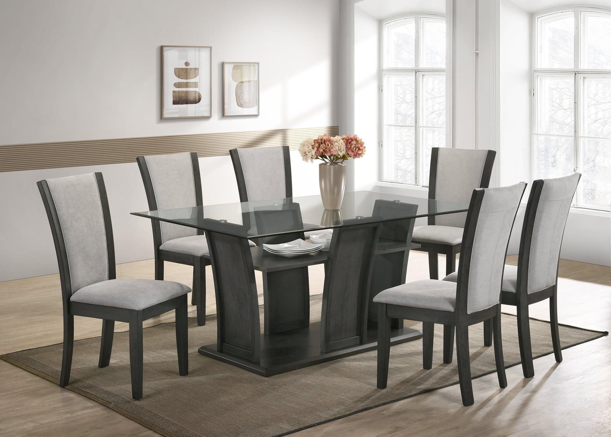 Florida Gray Rectangular Glass Dining Room Set - Image 1