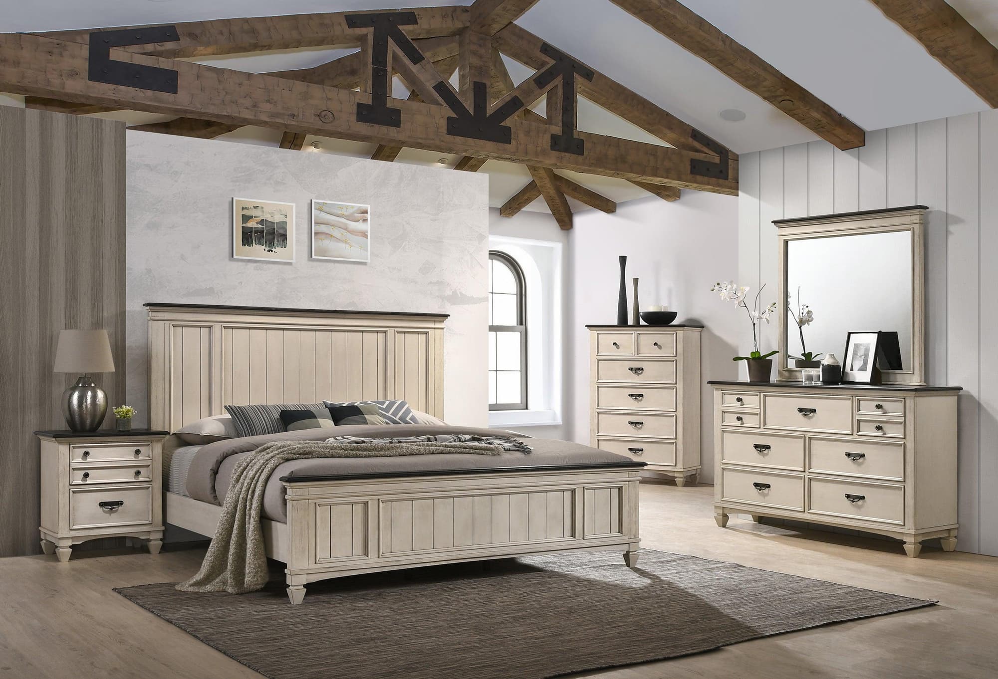 Sawyer Cream Brown Panel Bedroom Set - Image 1
