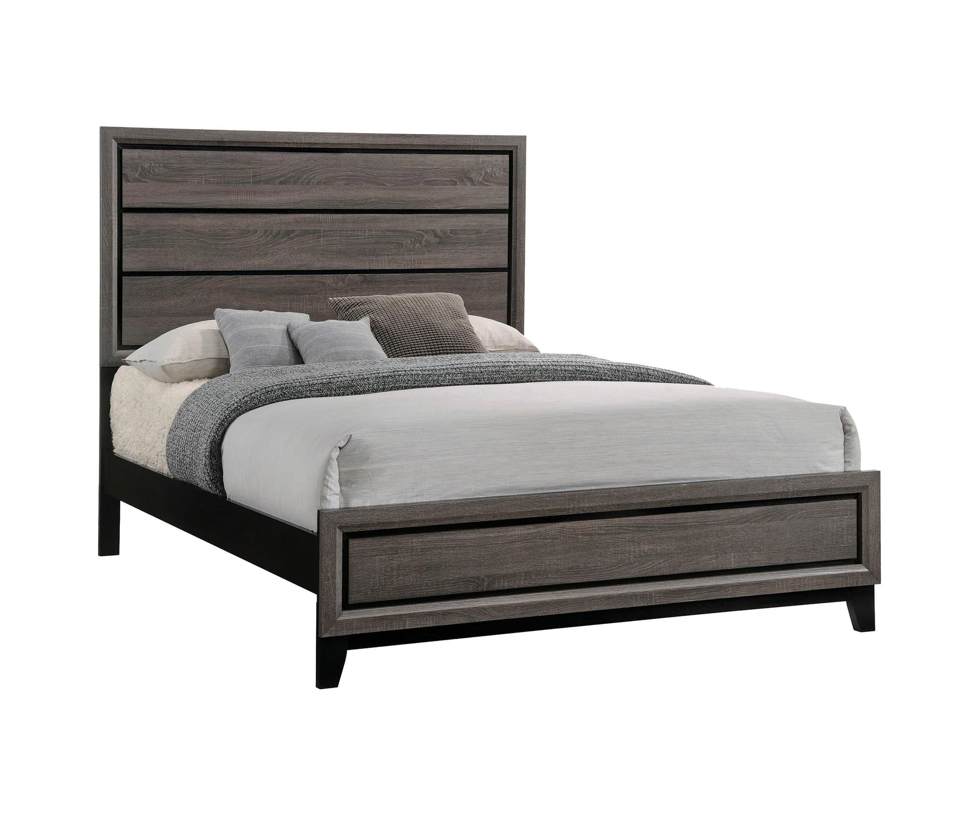 Watson Queen Bed Gray Oak Black - Image 1