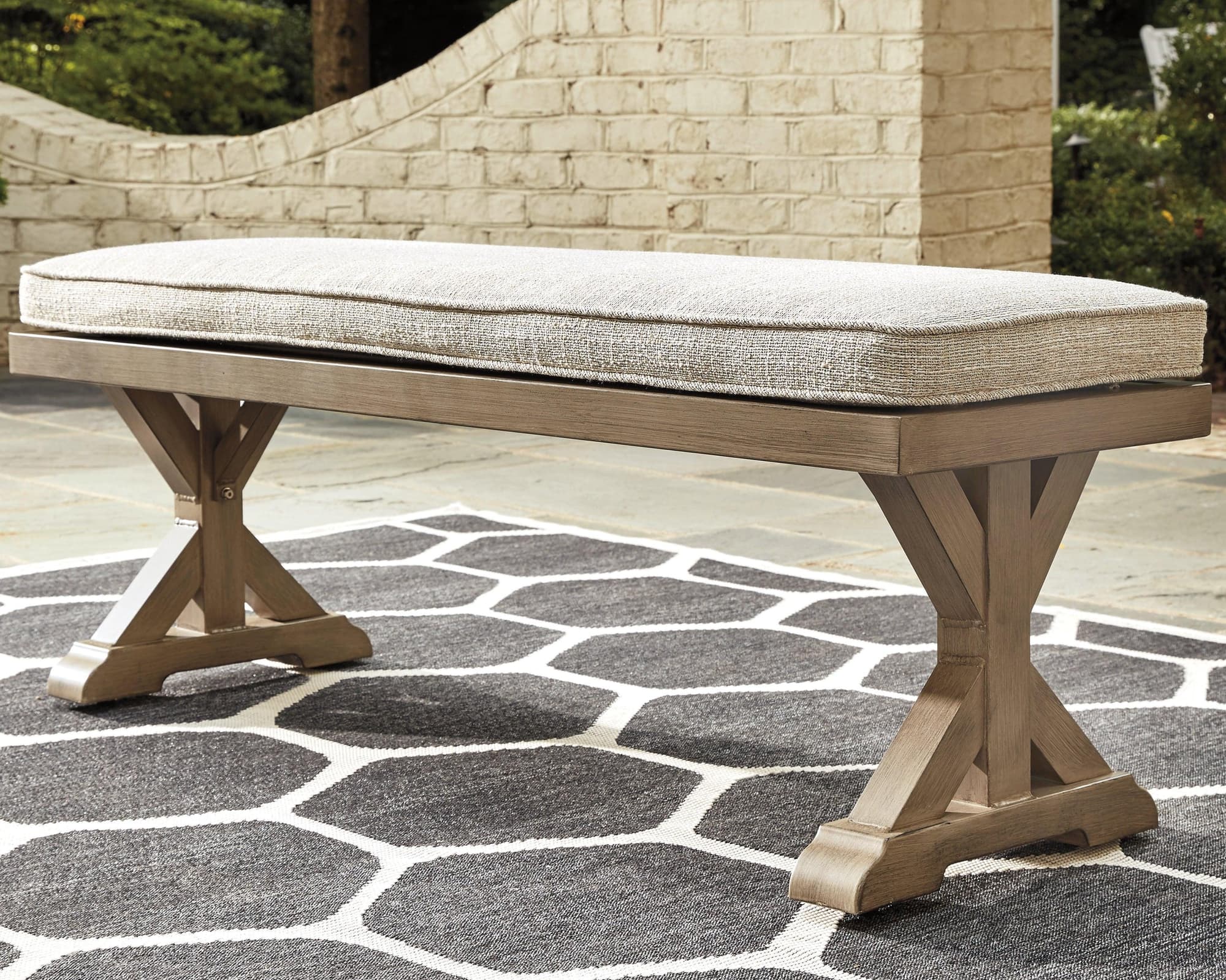 Beachcroft Beige Bench With Cushion