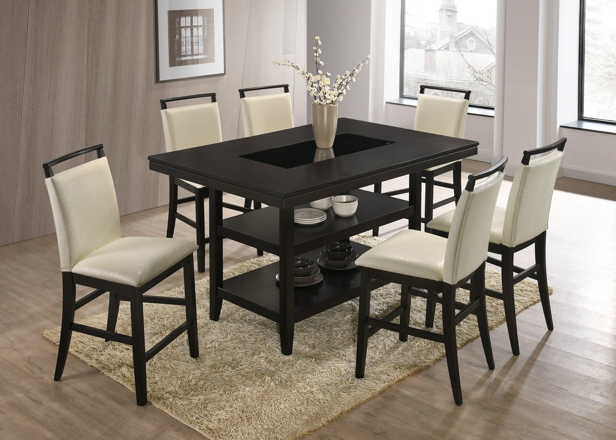 Tommy White Faux Leather Counter Height Set - Image 1