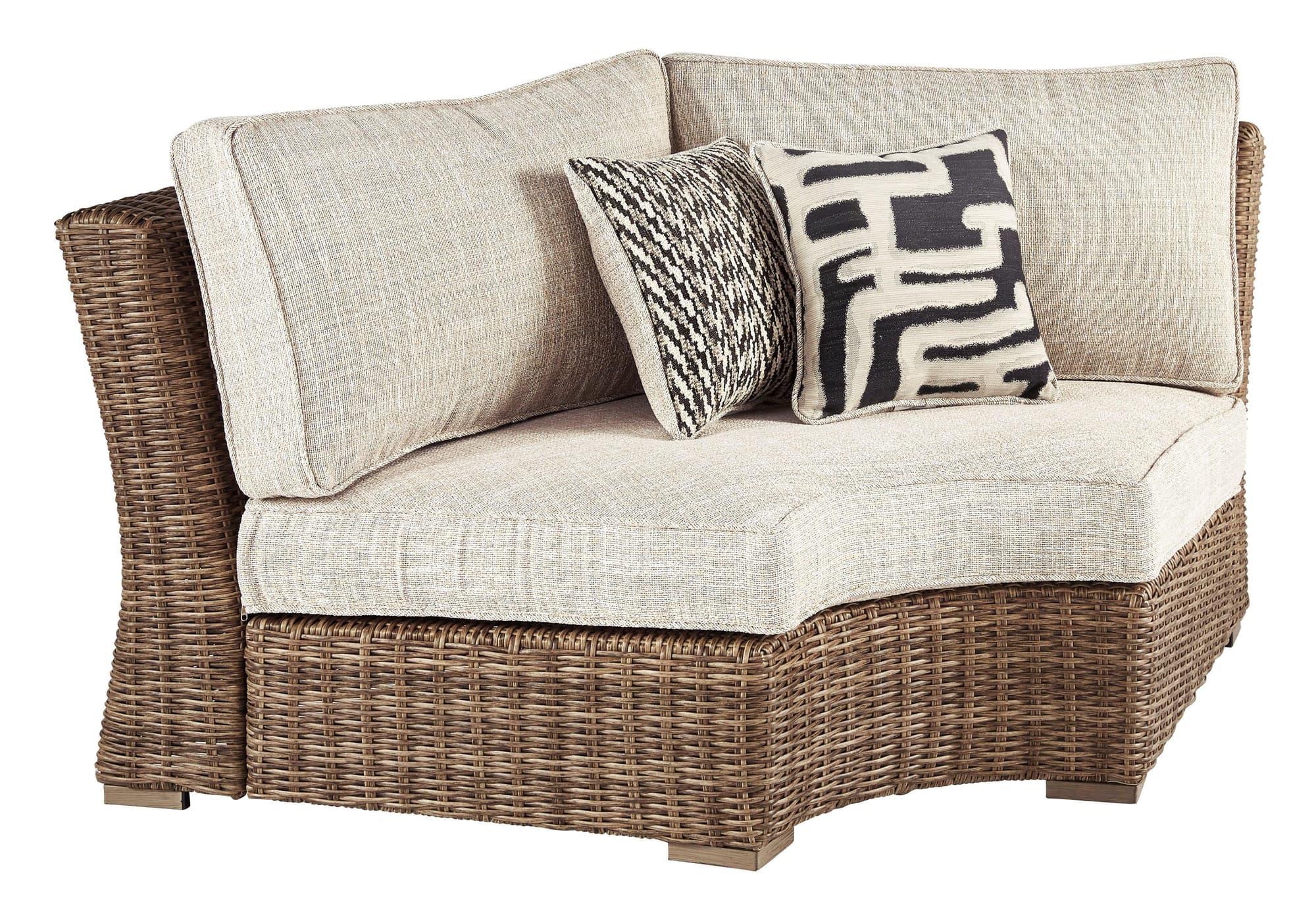 Beachcroft Beige Curved Corner Chair With Cushion