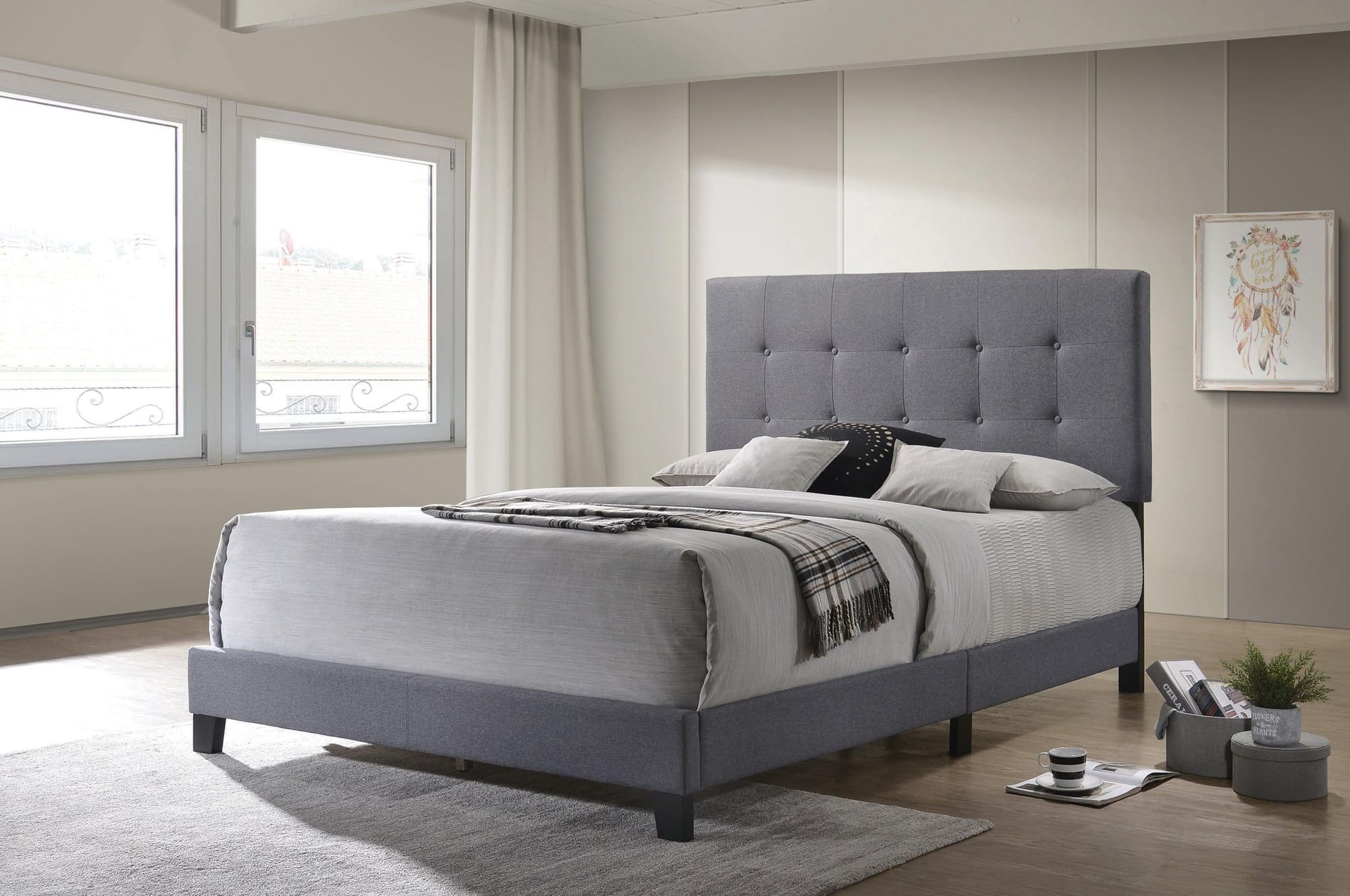 Mapes Tufted Upholstered King Bed Charcoal - Image 1