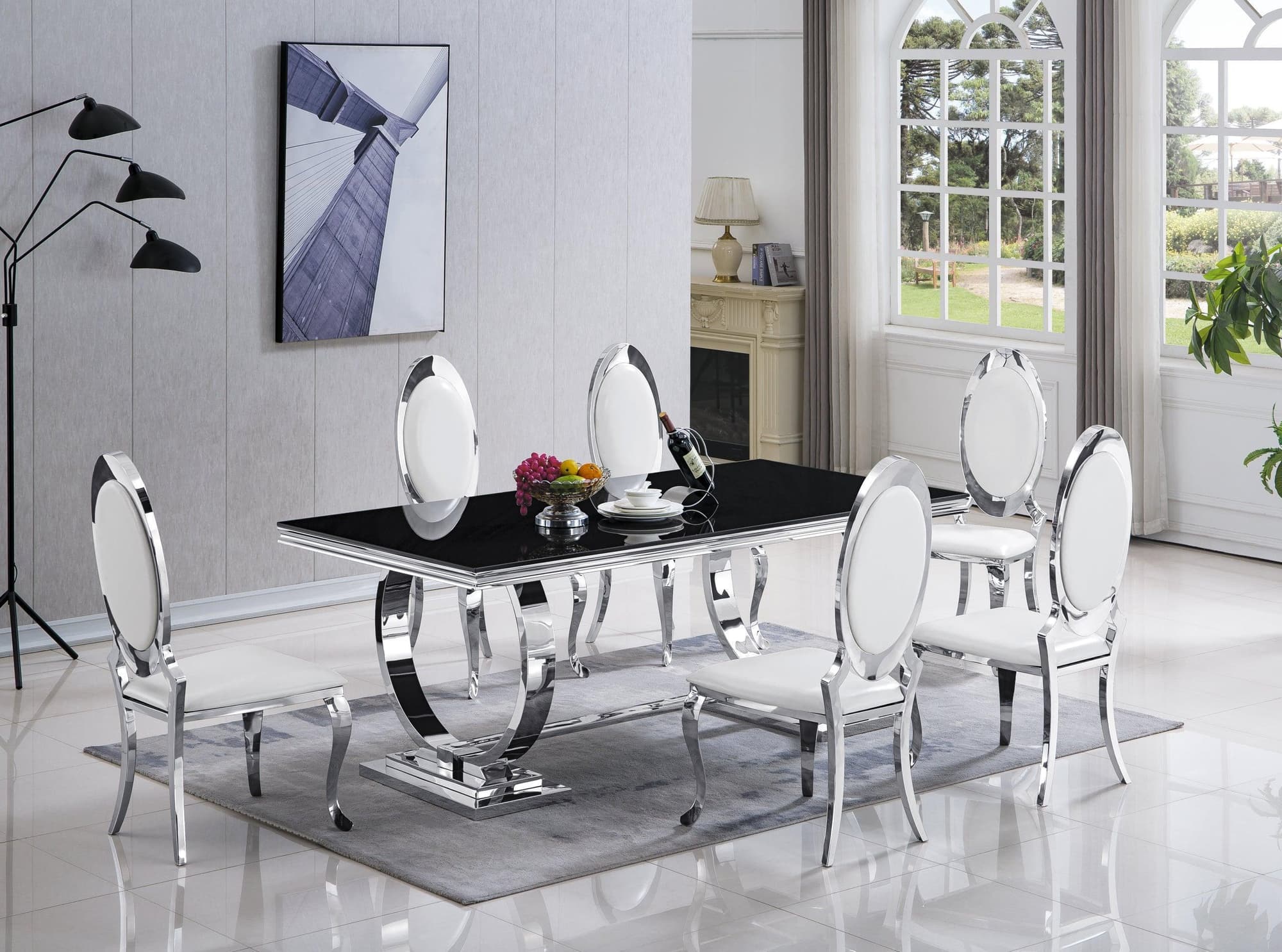 Betsy Chrome White Dining Room Set - Image 1