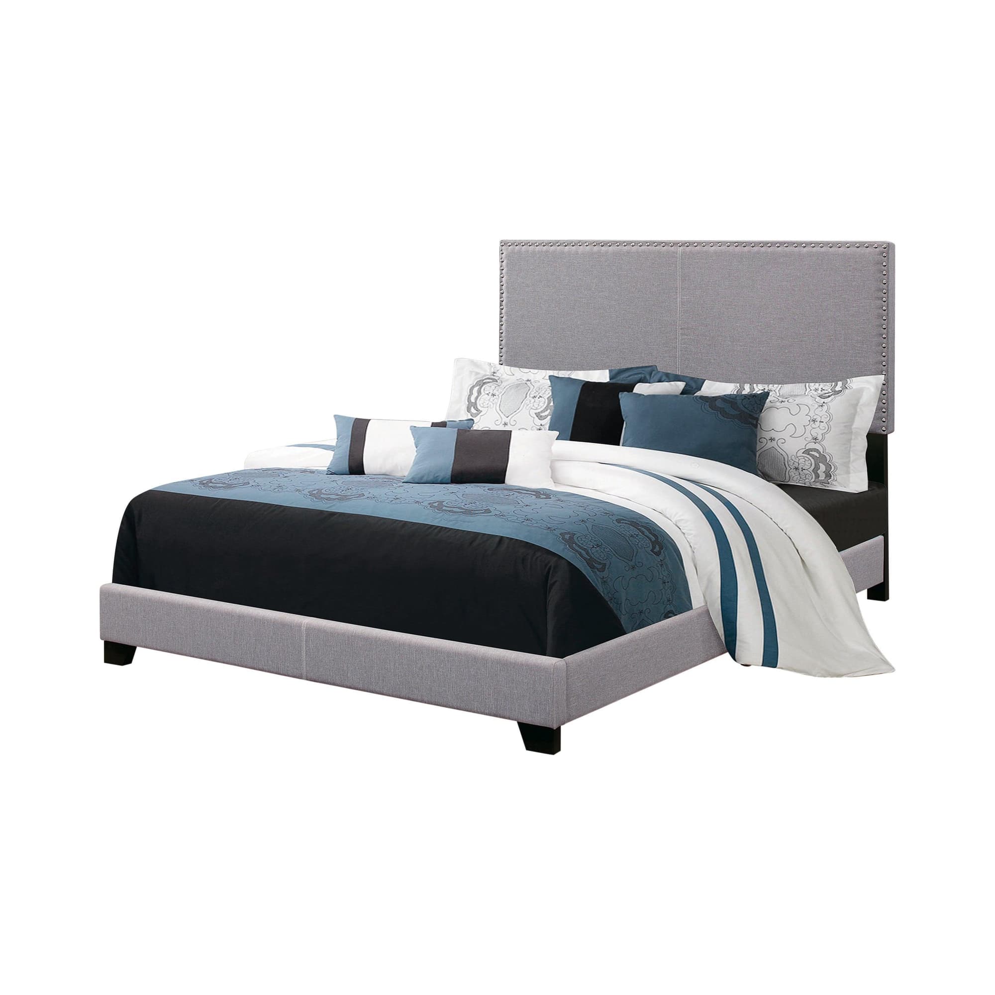 Boyd King Upholstered Bed With Nailhead Trim Charcoal - Image 1
