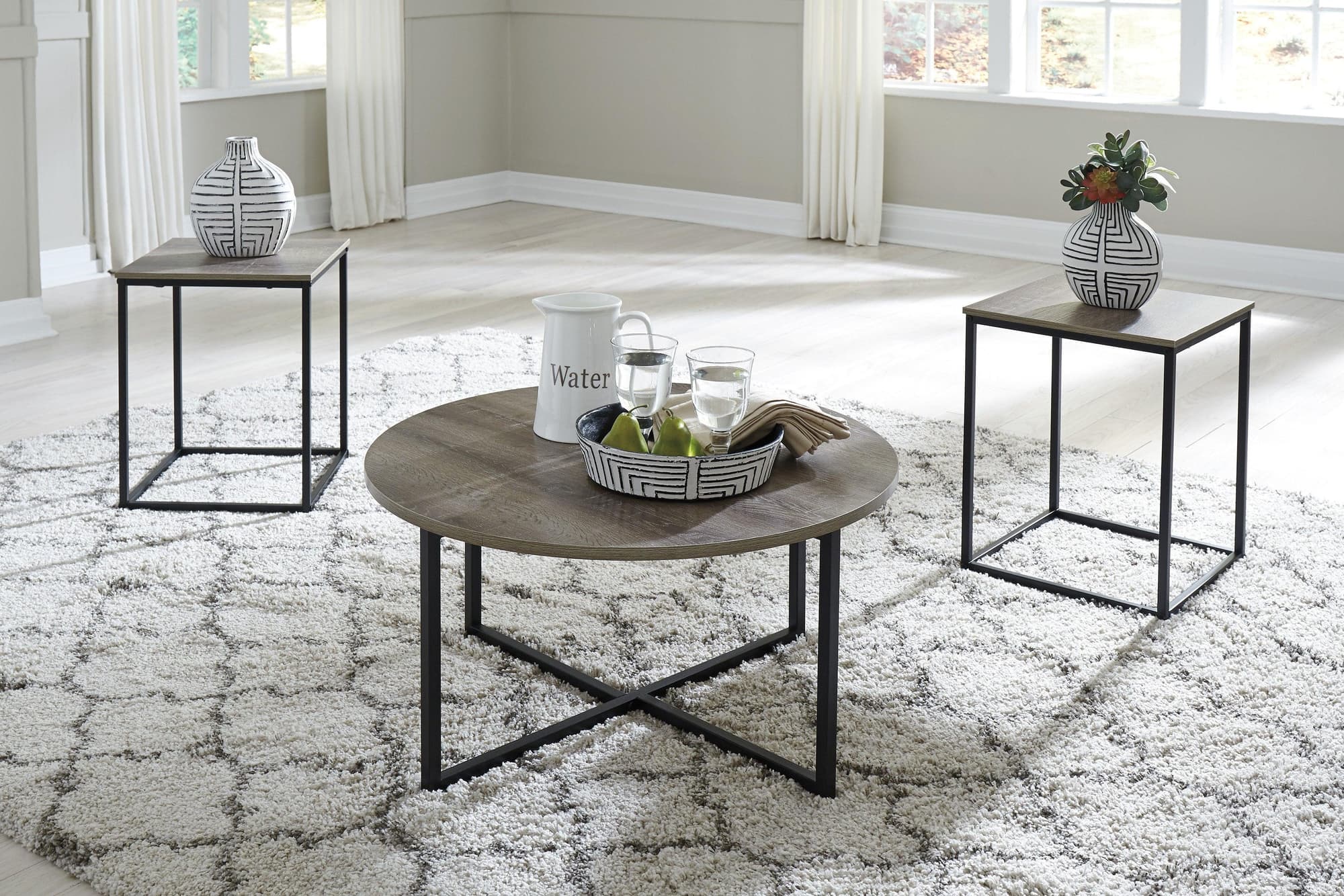 Wadeworth Black Brown Occasional Table Set - Image 1
