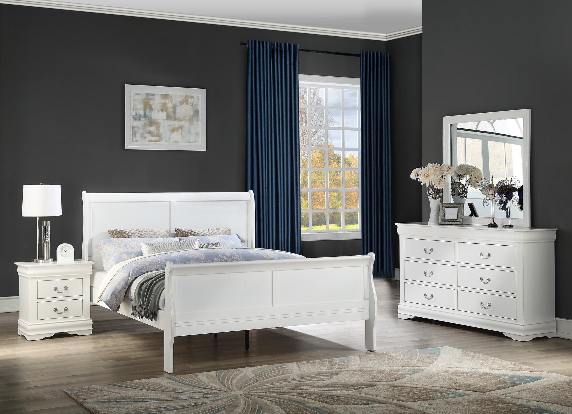 Louis Philip White Sleigh Bedroom Set - Image 1