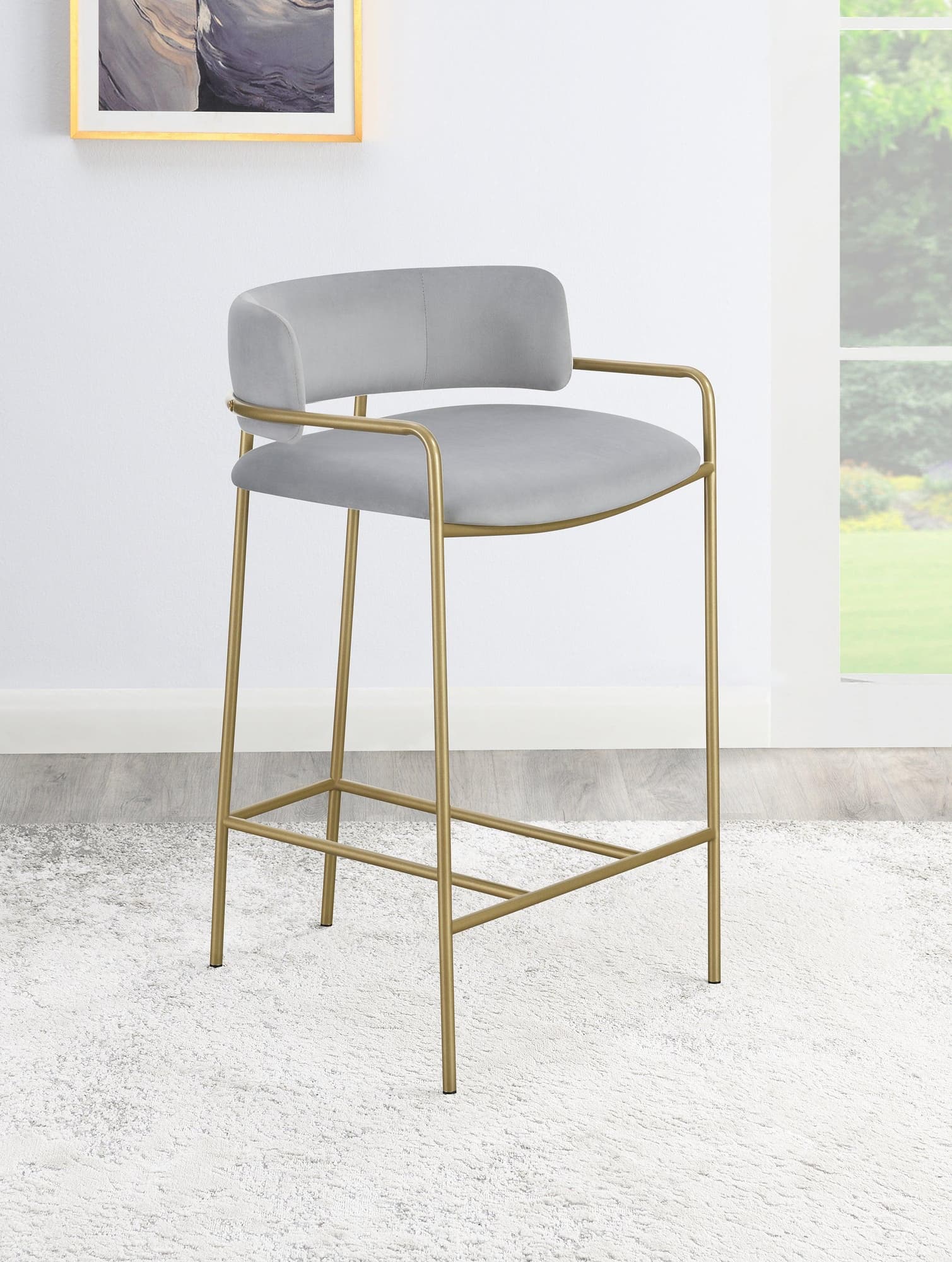 Comstock Upholstered Low Back Stool Gray Gold