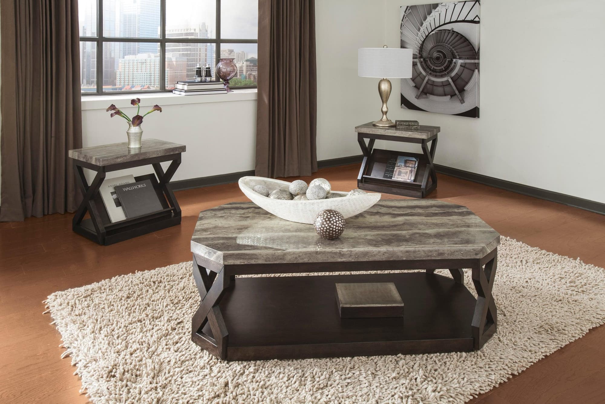 Radilyn Grayish Brown Occasional Table Set - Image 1