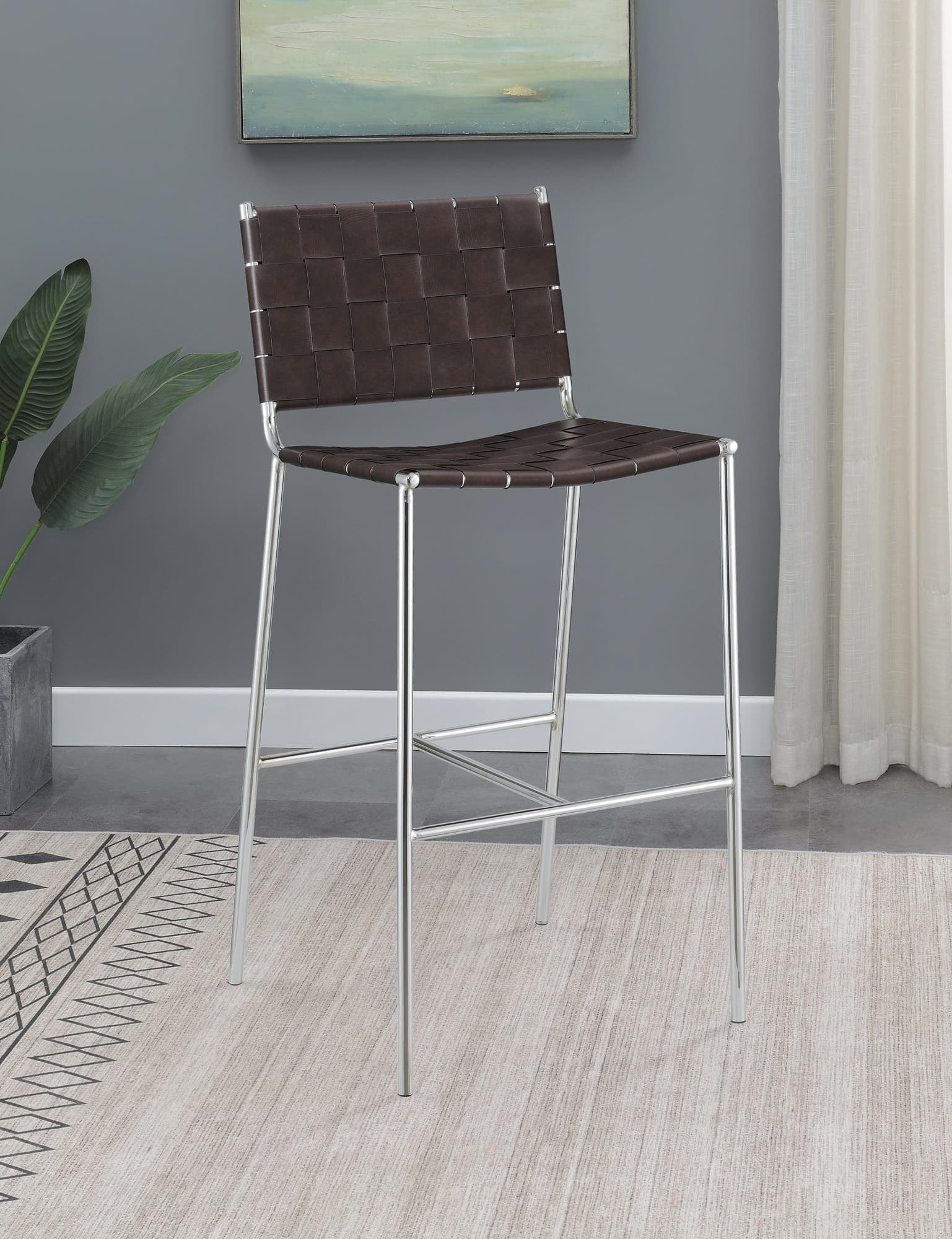 Adelaide Upholstered Bar Stool With Open Back Brown Chrome