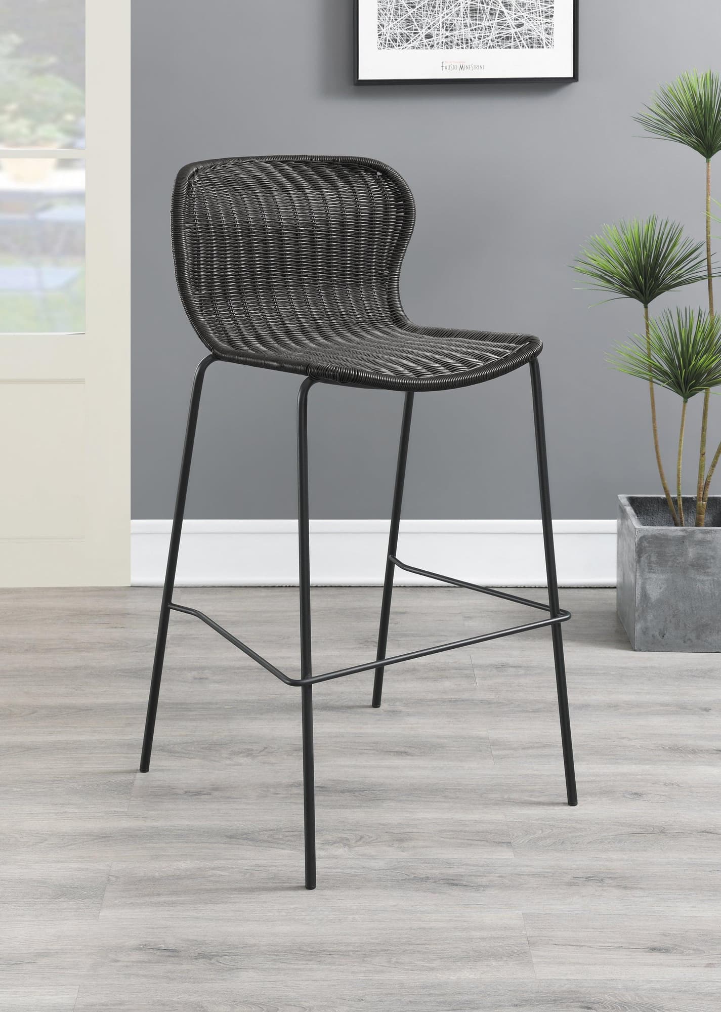 Mckinley Upholstered Bar Stools With Footrest (Set of 2) Brown Sandy Black - Image 1