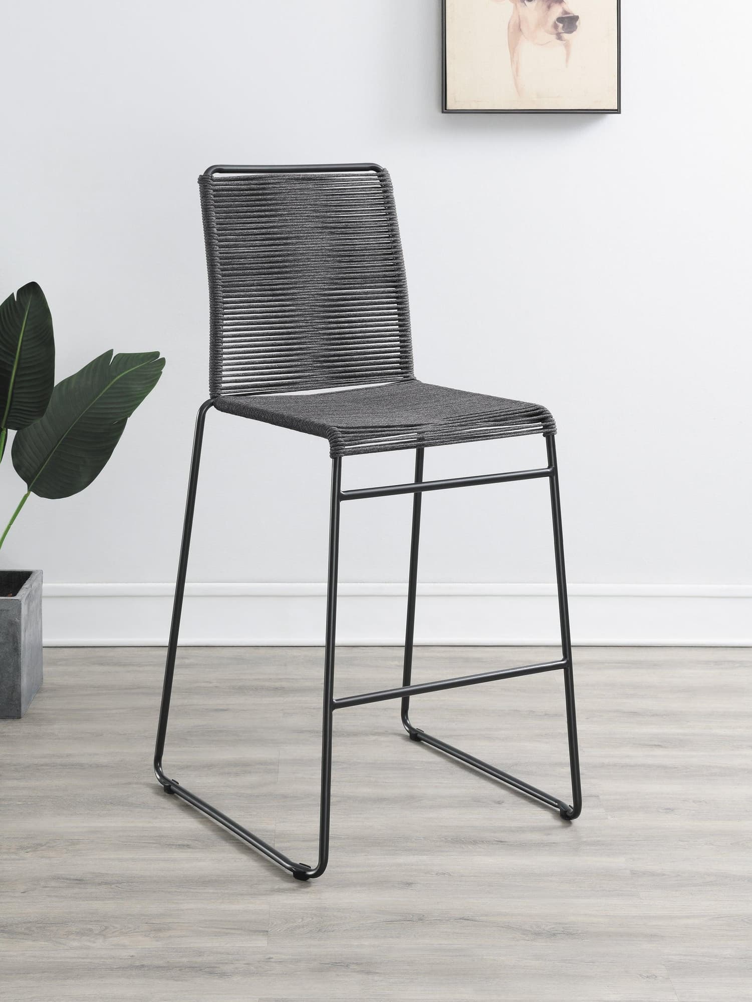 Kai Upholstered Bar Stools With Footrest (Set of 2) Charcoal Gunmetal - Image 1