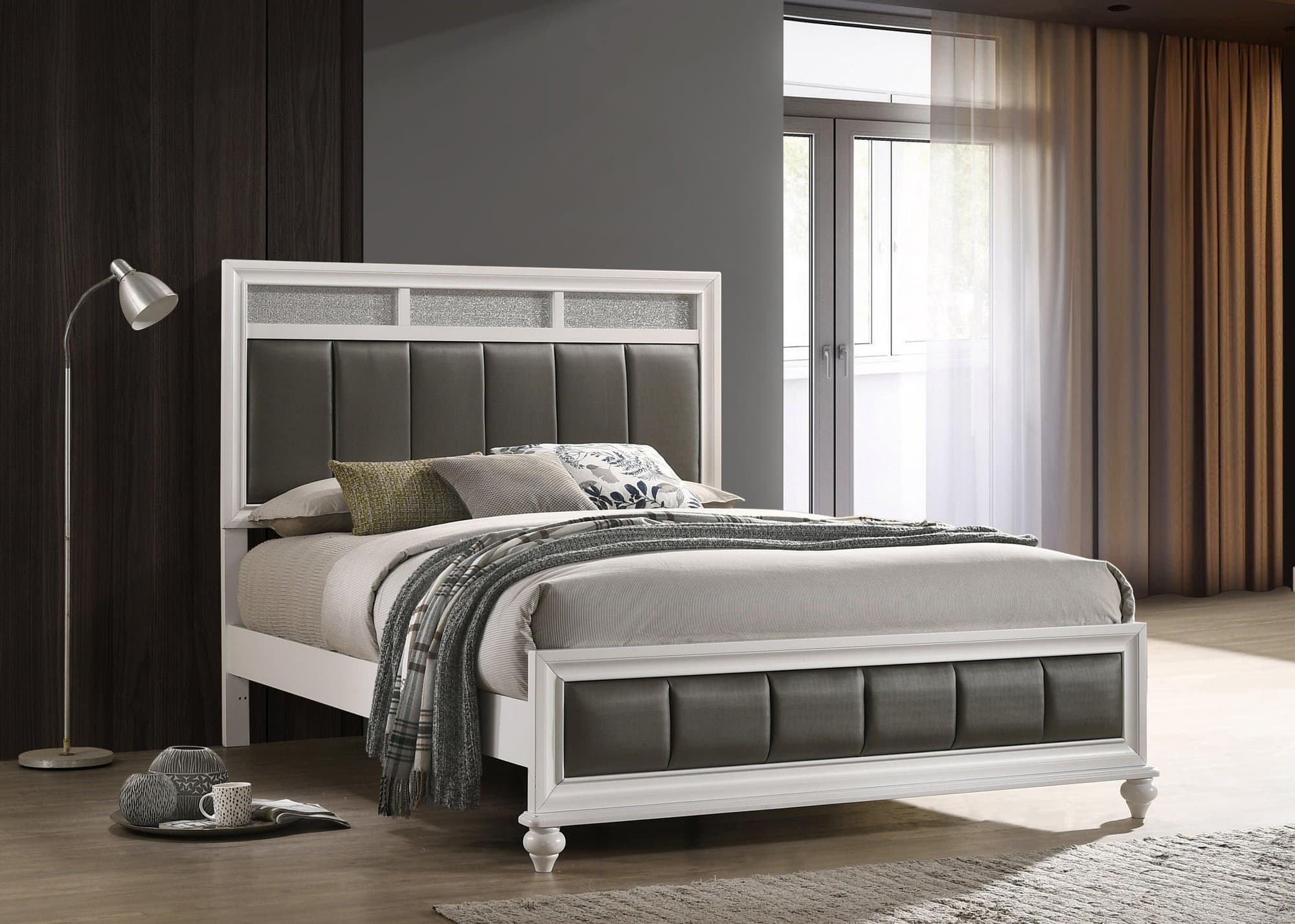 Barzini Queen Upholstered Panel Bed White - Image 1