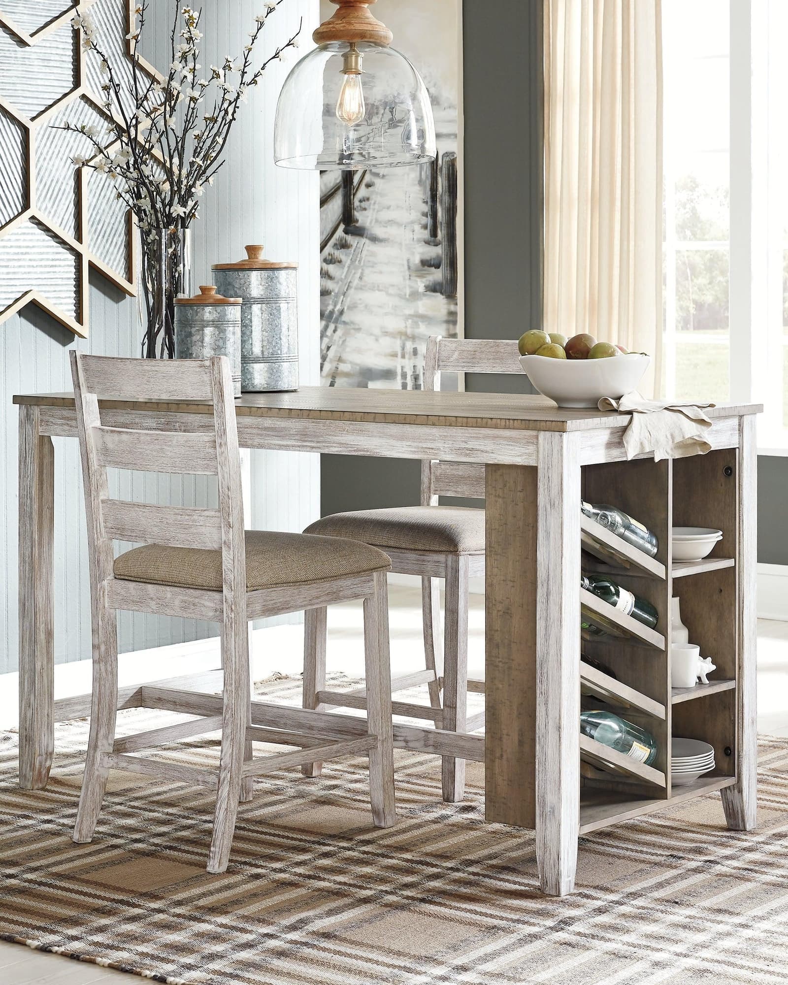 Skempton White Light Brown Counter Height Dining Table