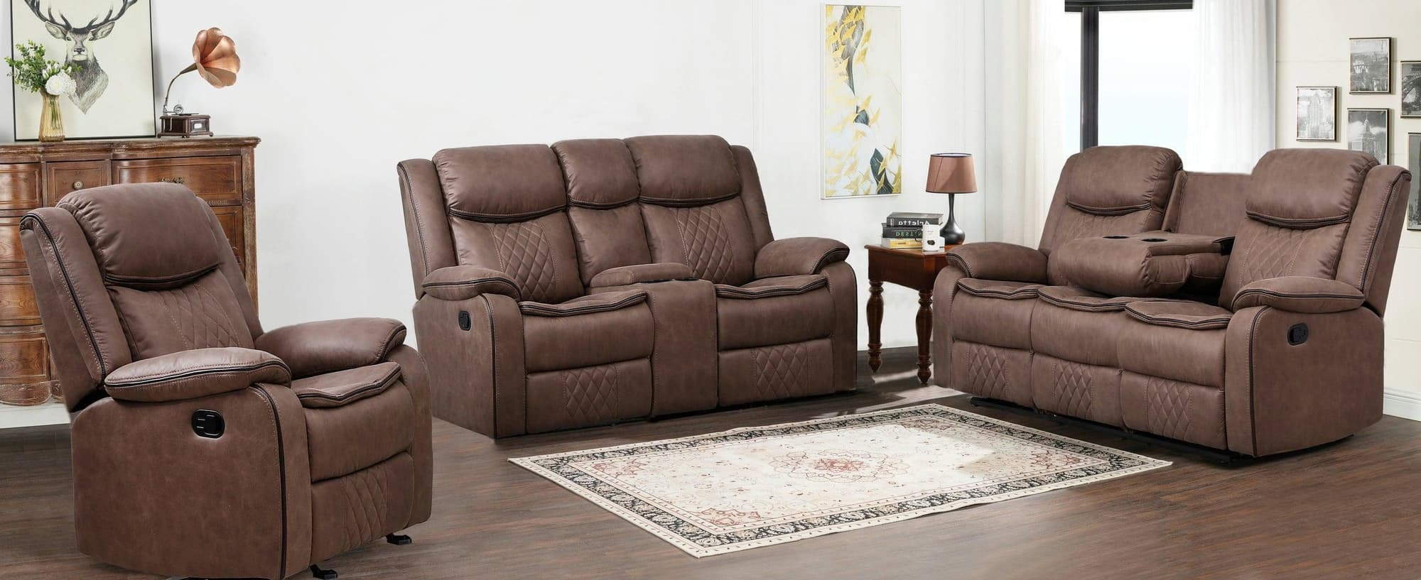 Weston Brown Palomino 3-Piece Reclining Set - Image 1