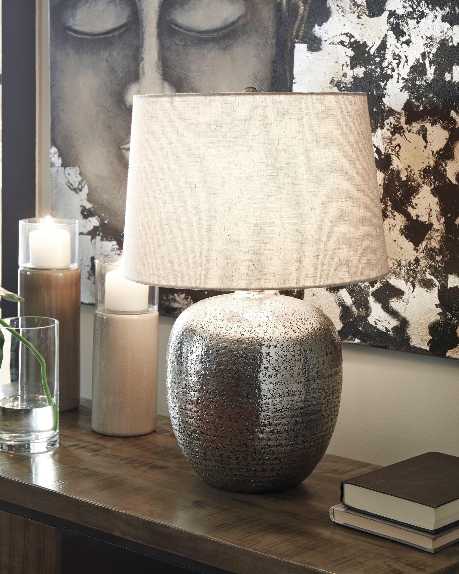 Magalie Antique Silver Finish Table Lamp