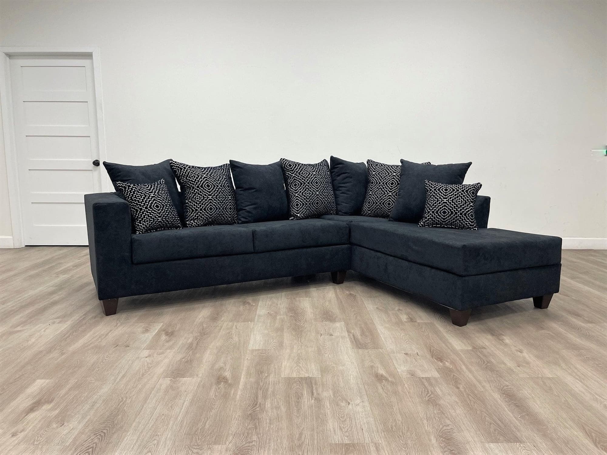 Hollywood Black Velvet Upholstered Sectional - Image 1