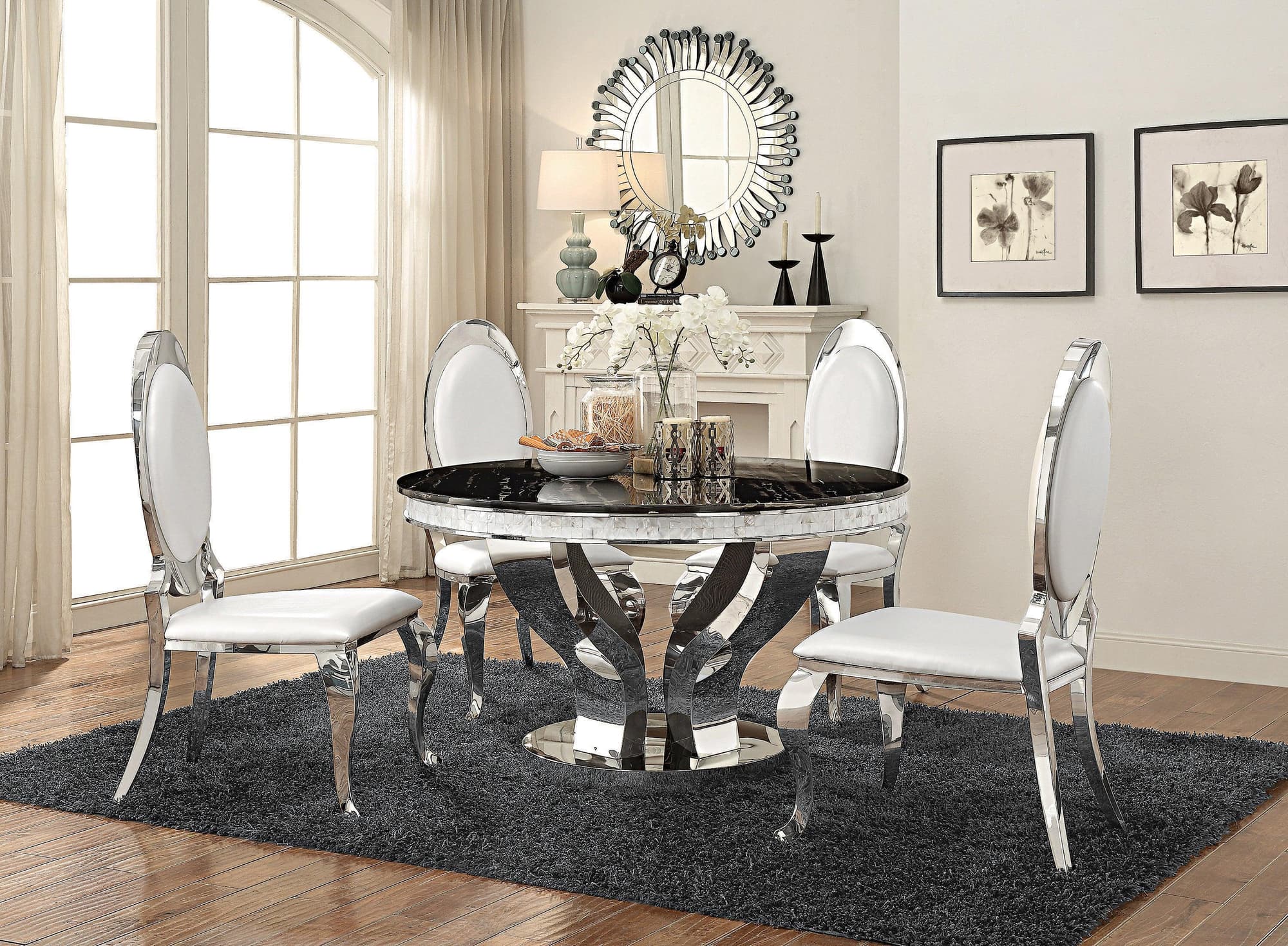 Anchorage Chrome Black Circular Dining Room Set - Image 1