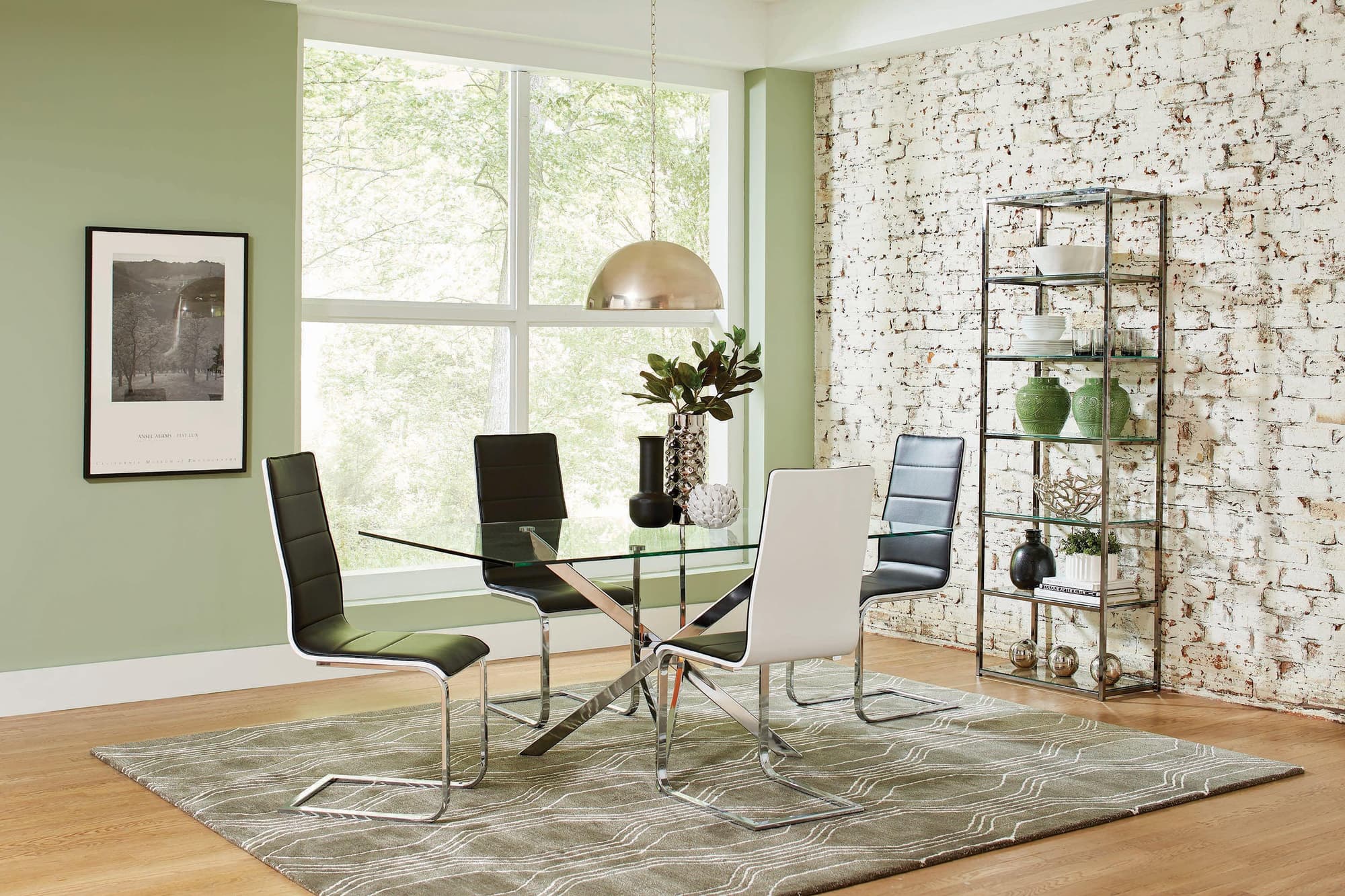 Carmelo Chrome Clear Rectangular Dining Room Set - Image 1