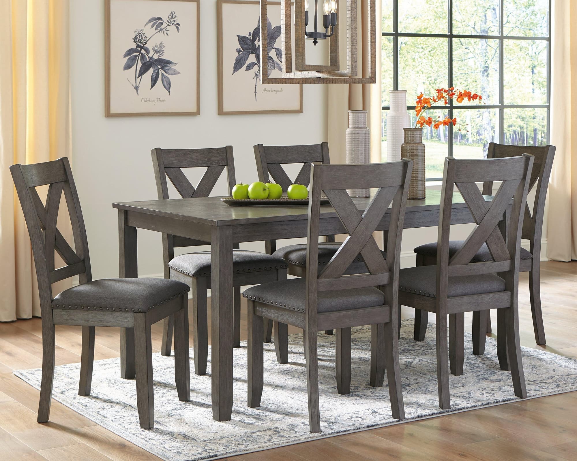 Caitbrook Gray Dining Table And Chairs (Set of 7) - Image 1
