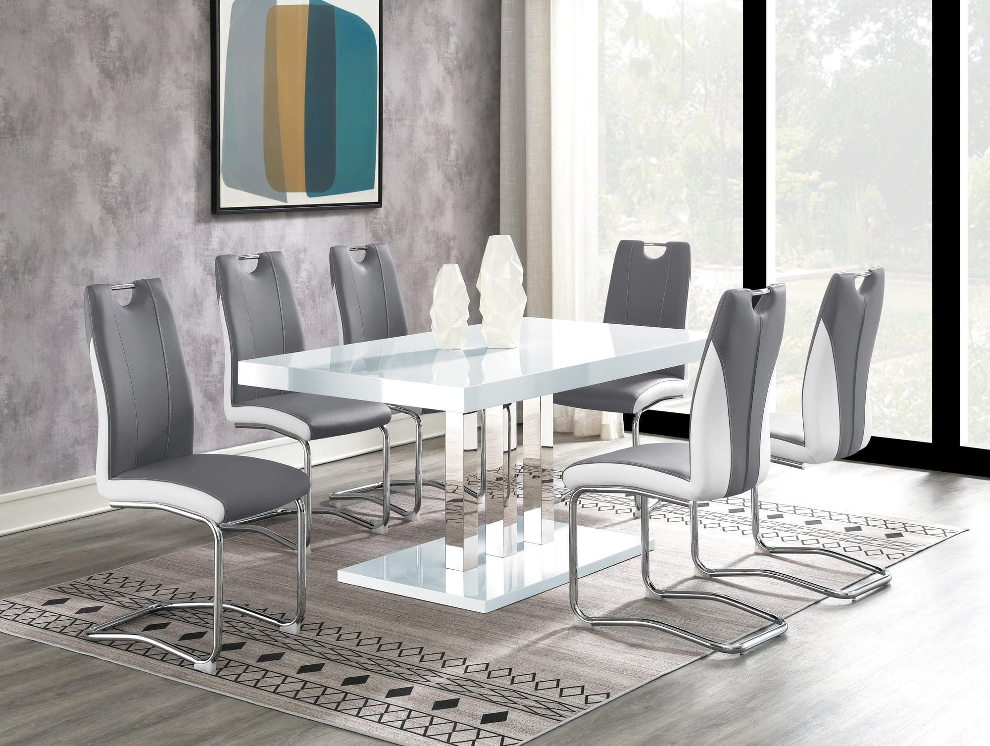 Brooklyn White Chrome Dining Room Set - Image 1