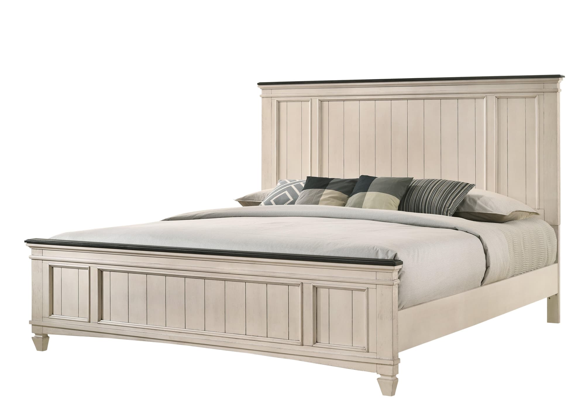 Sawyer Cream Brown Panel King Bed - Image 1