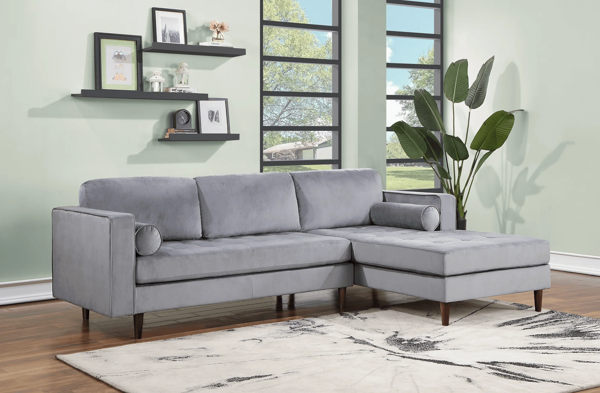 Roxy Gray Velvet Sectional - Image 1